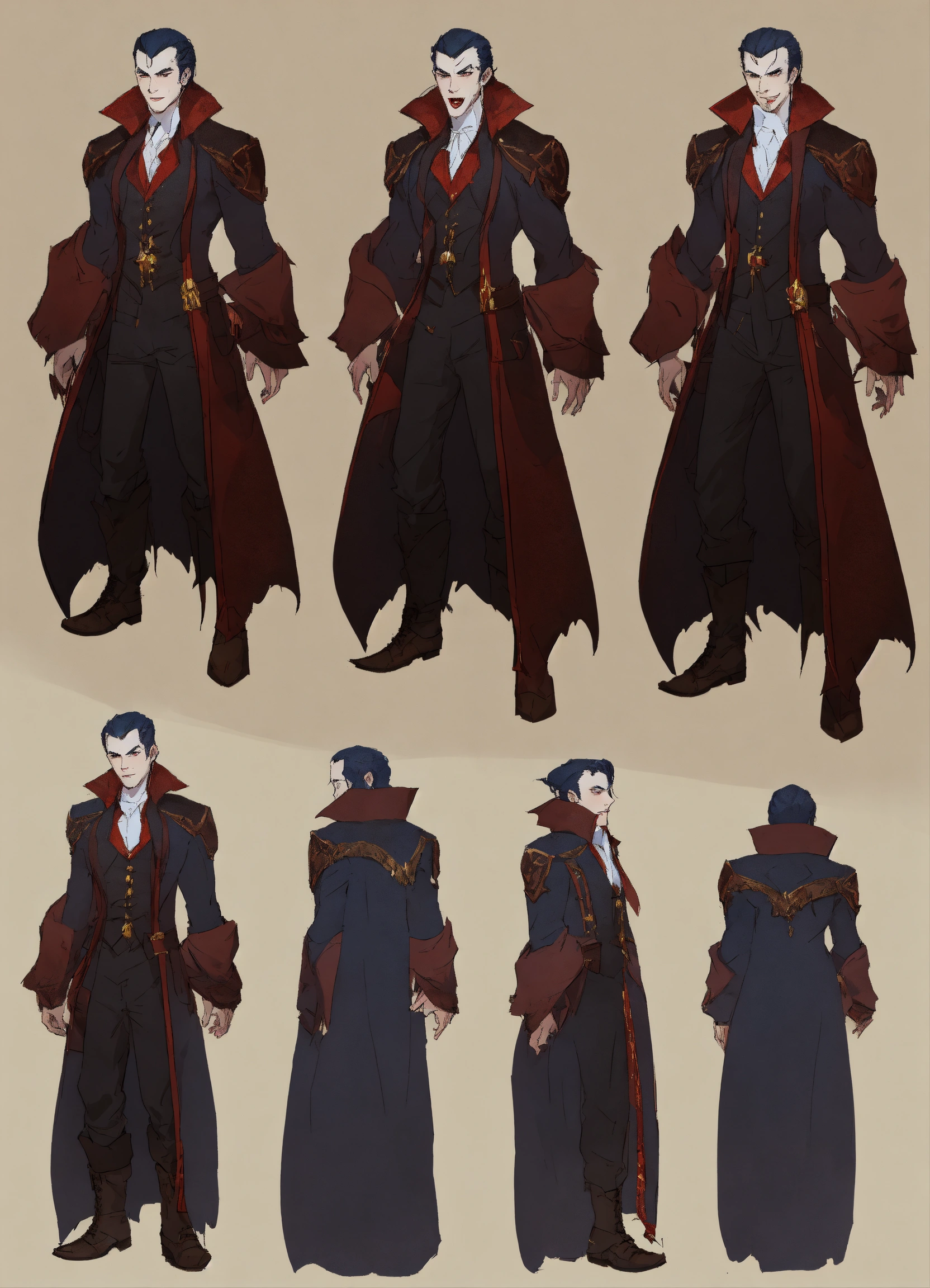 Lexica - Vampire, character sheet, character design, multiple views