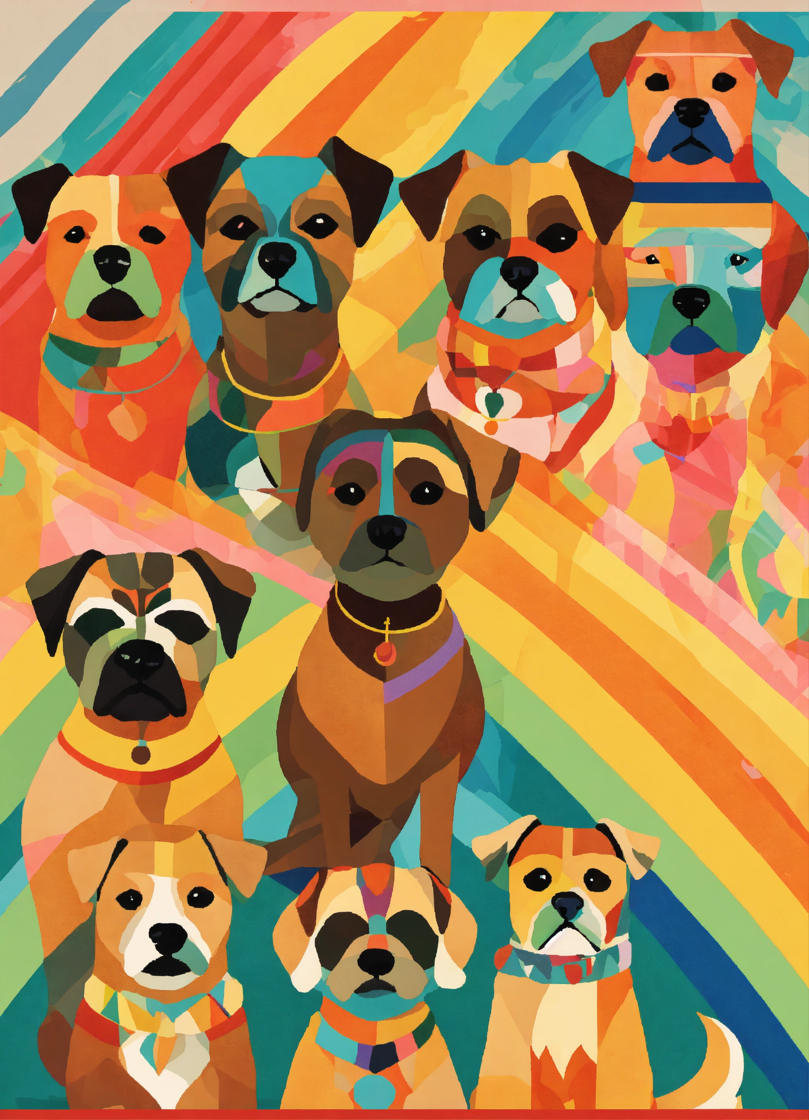 Lexica - Mid-century modern, group of Border Terrier dogs, abstract ...