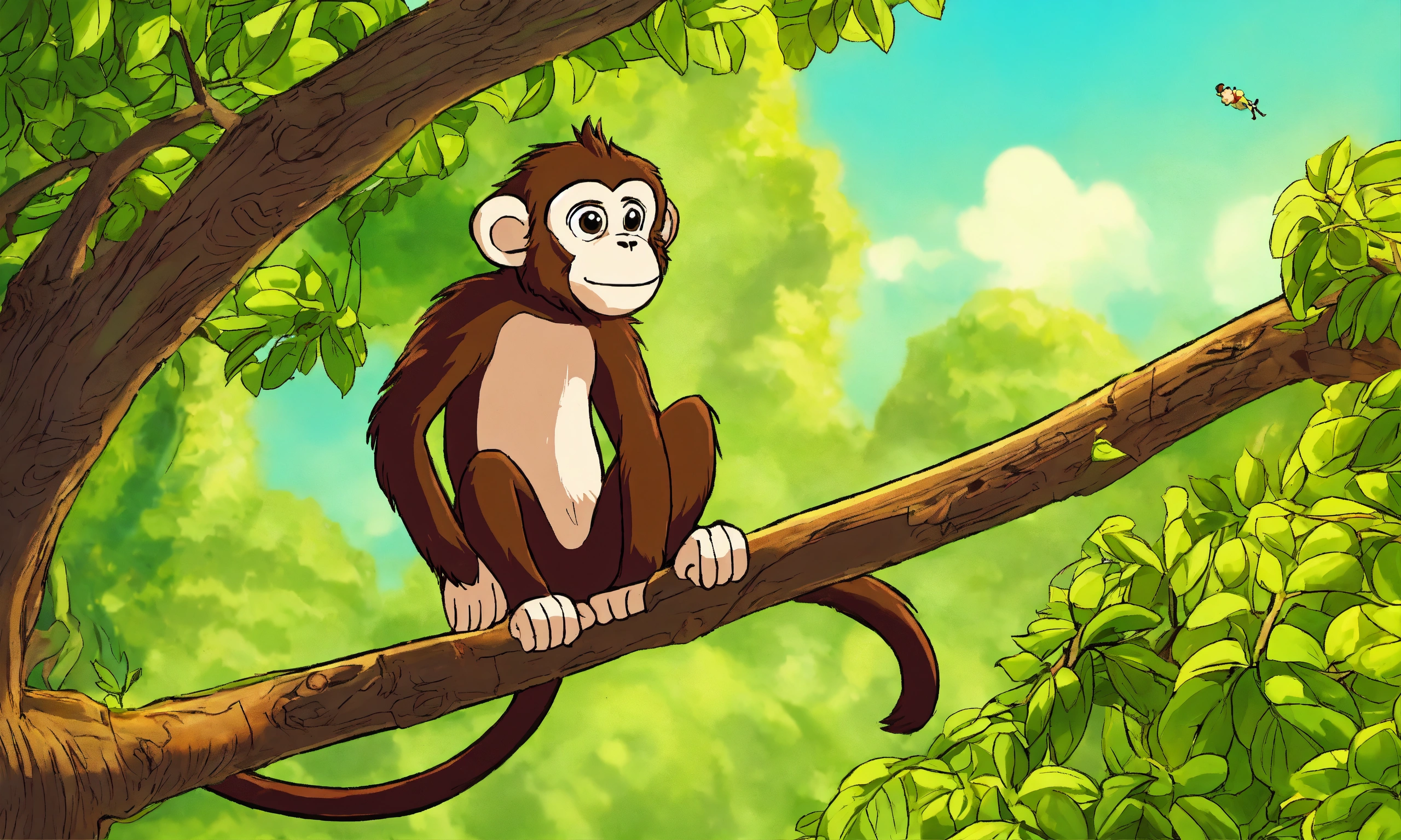 Lexica - Milo monkey found himself stranded high in a swaying tree ...