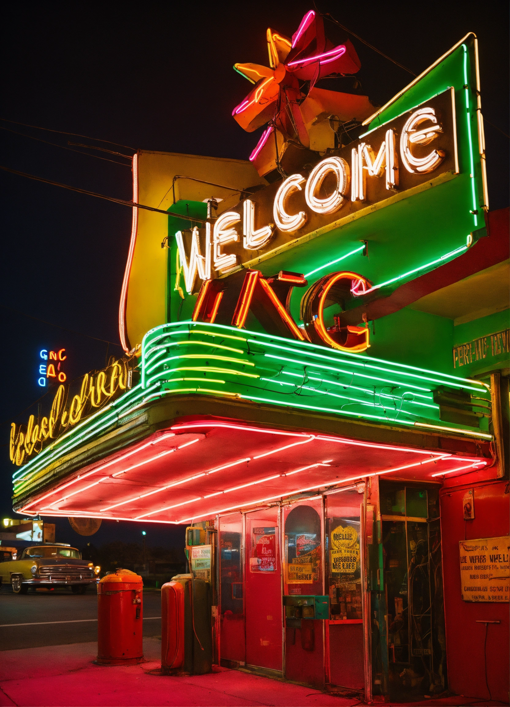 Lexica - Googie neon welcome sign