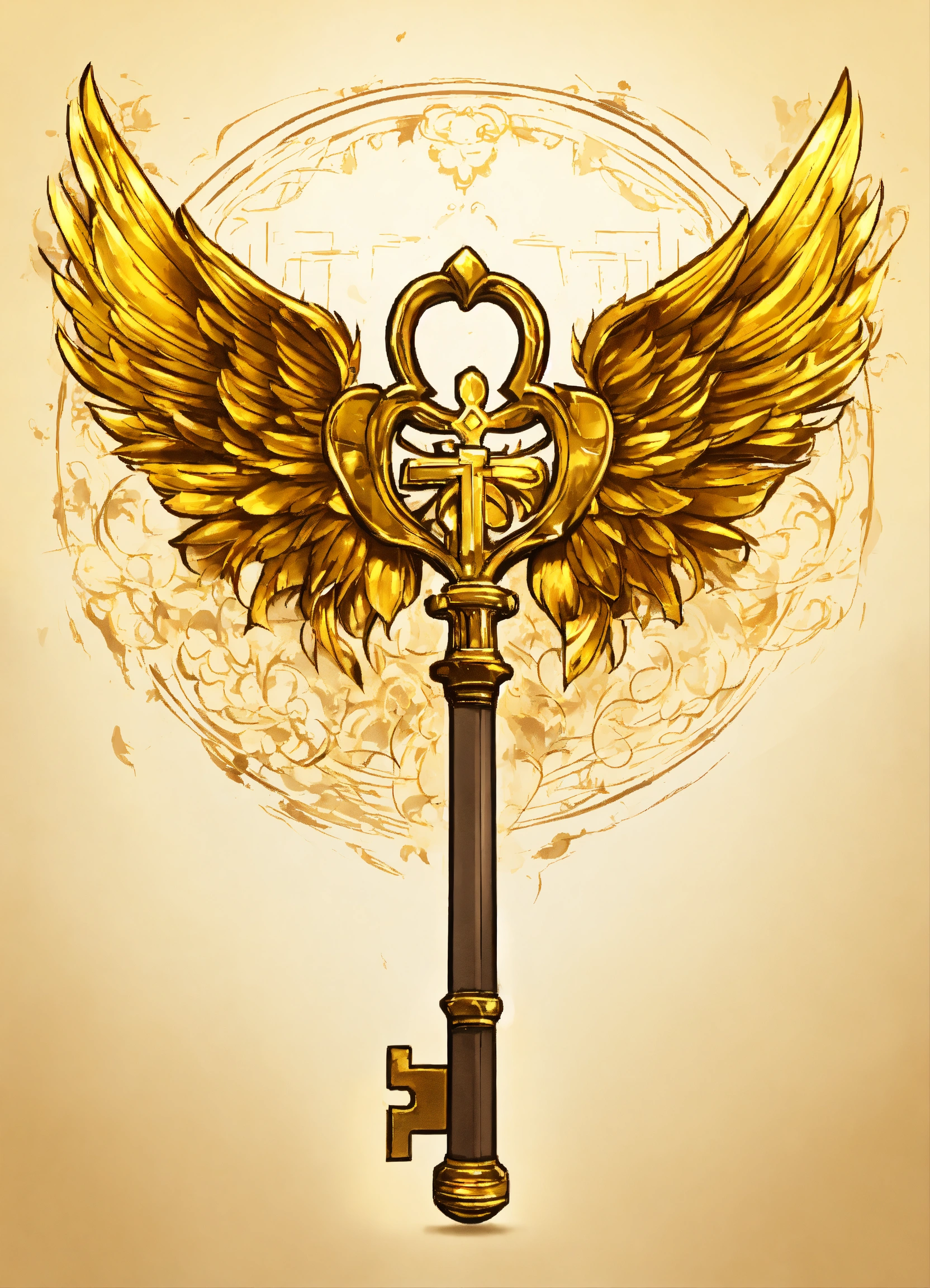 Lexica - Draw a golden winged key logo