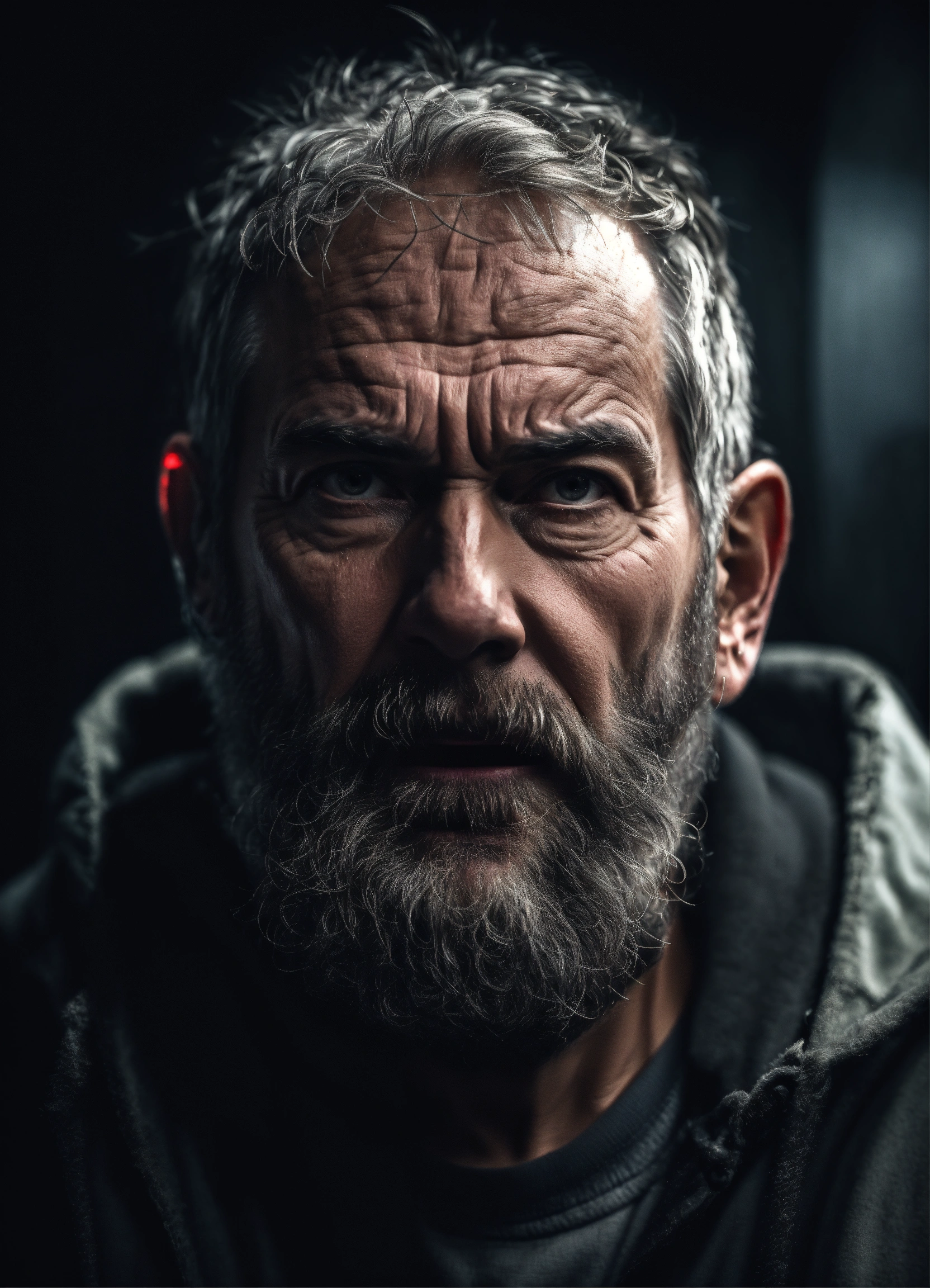 Lexica - A realistic photograph of a 55-year-old man, with a scary ...