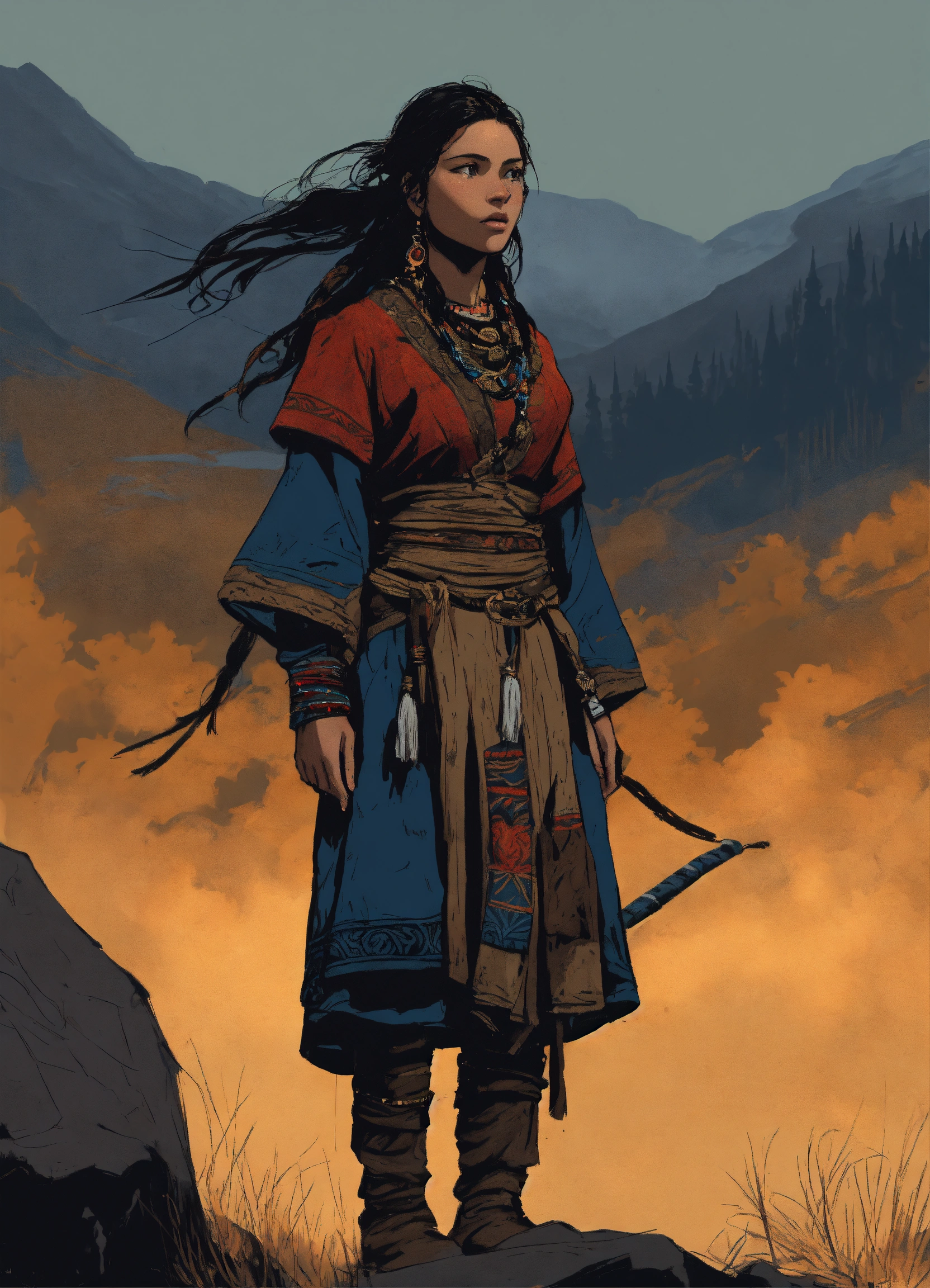 Lexica - Illustration of a young Sámi woman in the style of Bernie ...