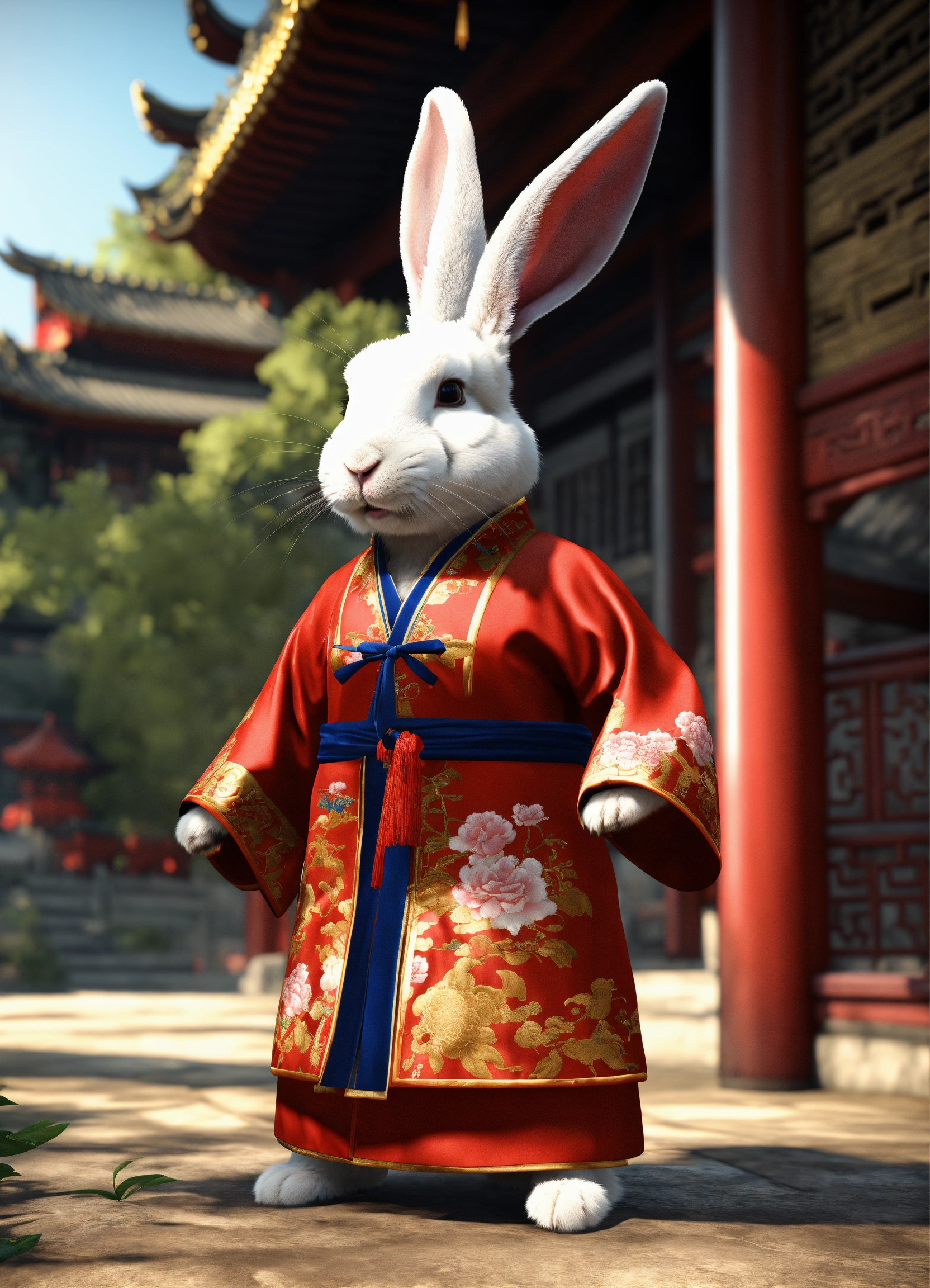 Lexica - A rabbit in a Chinese coat, beautiful unreal engine 3.5 render