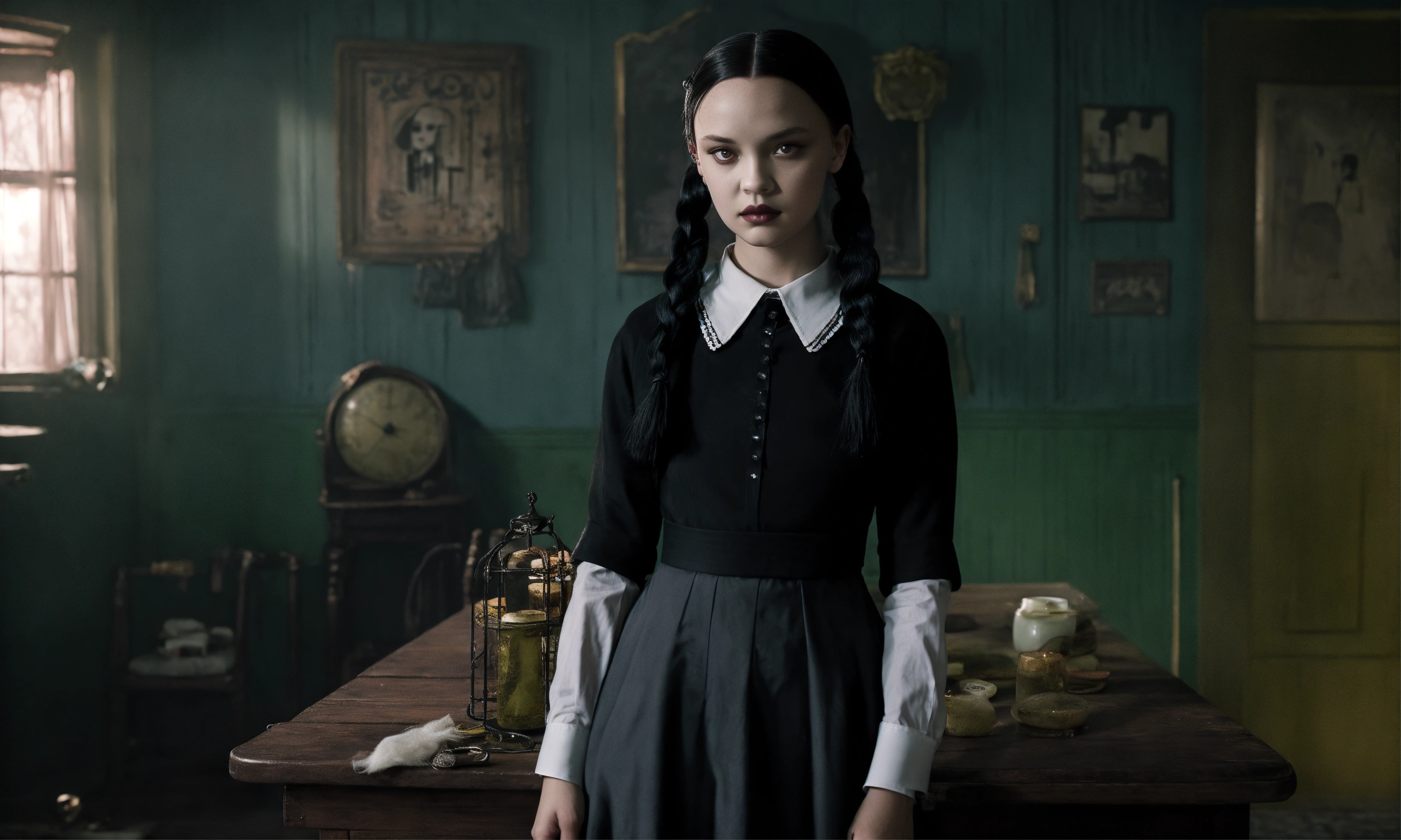 Lexica - Wednesday Addams from the series, black hair braided full ...