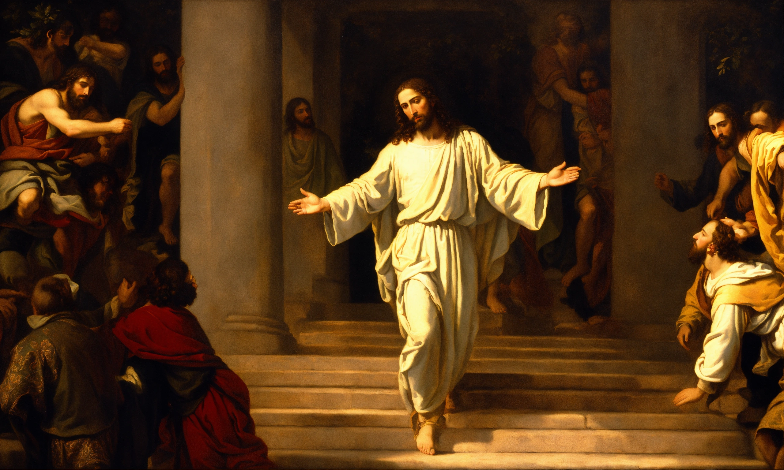 Lexica - Renaissance oil painting of jesus christ descending