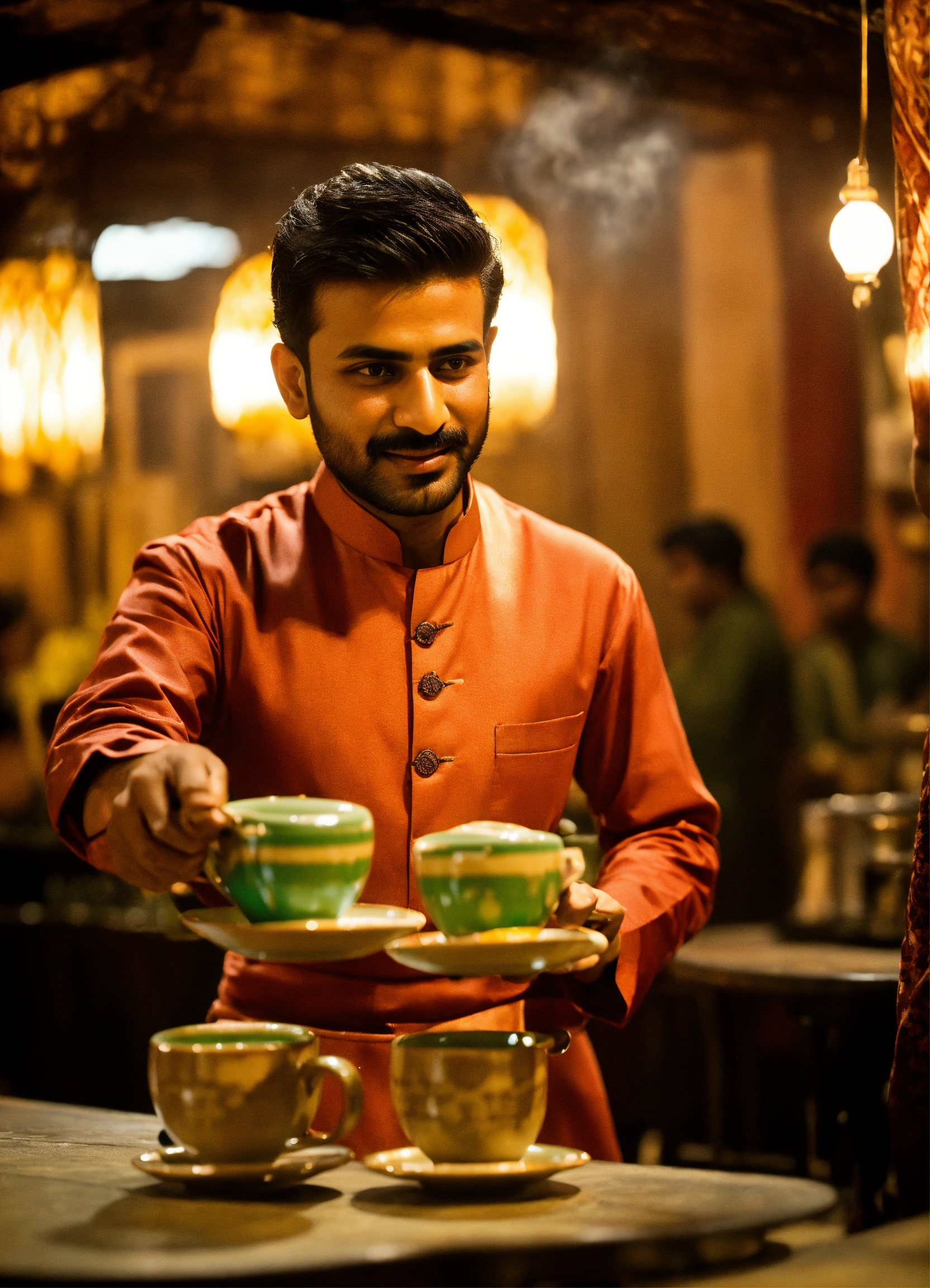 Lexica - Chai Wala, skilled servers pour Chai tea from one cup to ...
