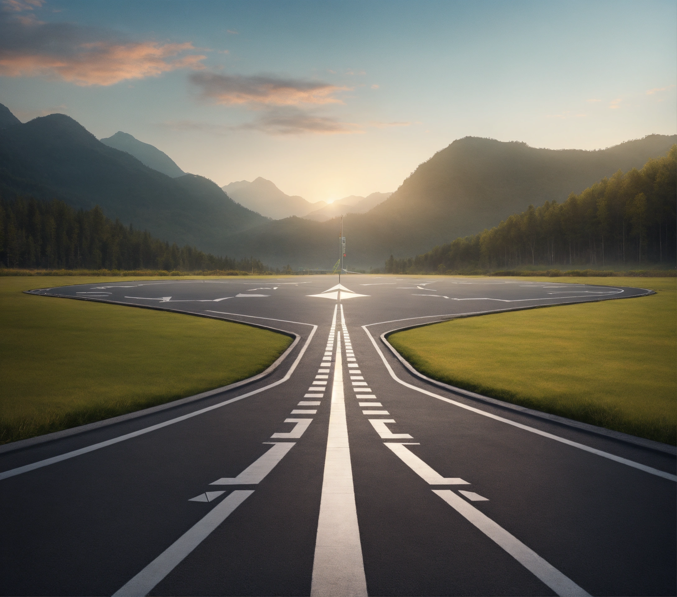 Lexica - Runway in the shape of an arrow, the runway goes up, asphalt ...