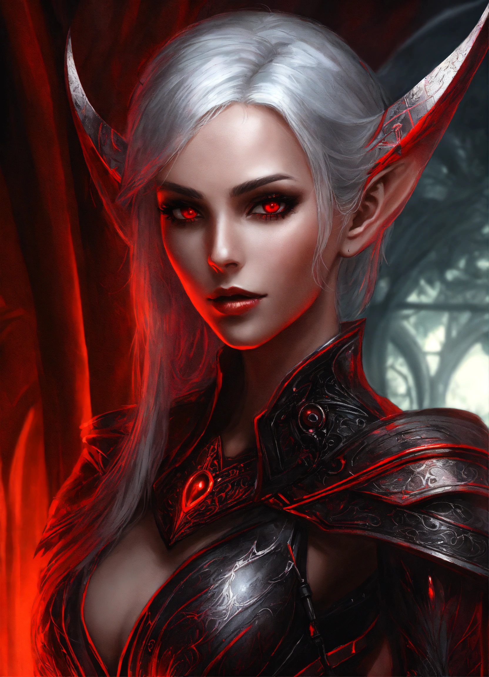 Lexica - Drawing of a dark elf, royalty, sci fi, black and red ...
