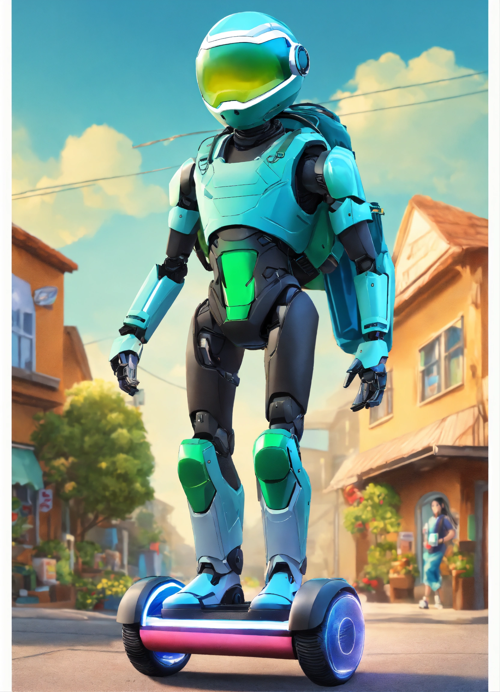 Lexica - A passionate male robot on hoverboard, realistic man face ...