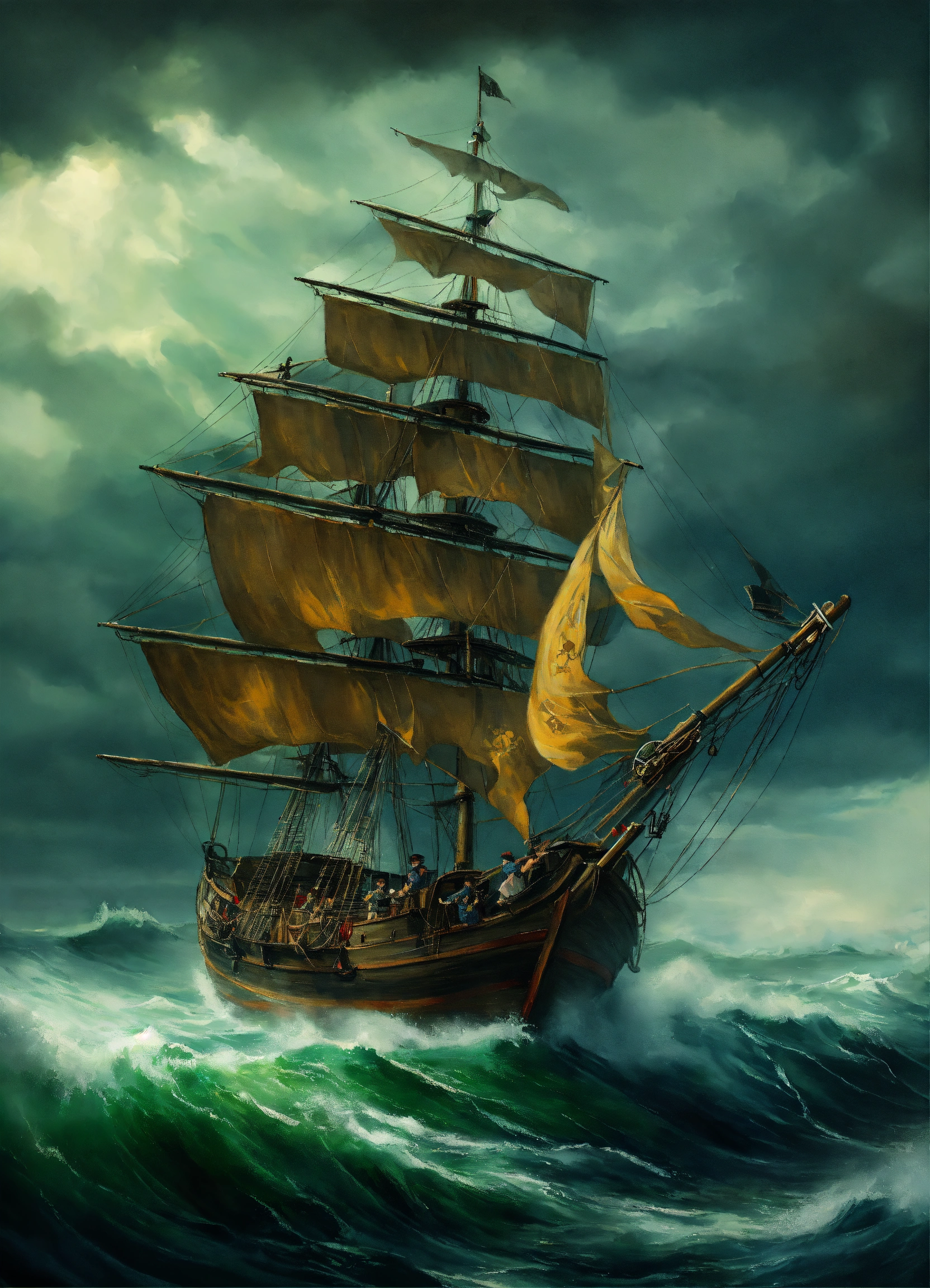 Lexica - A painting of a celtic pirate on the ocean during a storm ...