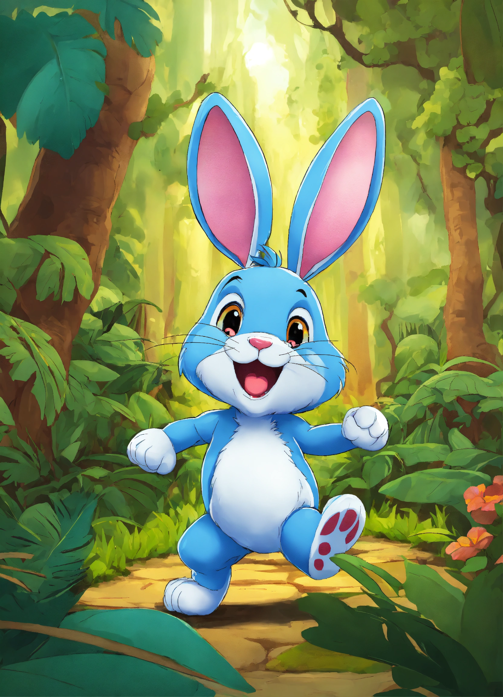 Lexica - Let cartoon big rabbit running in jungle