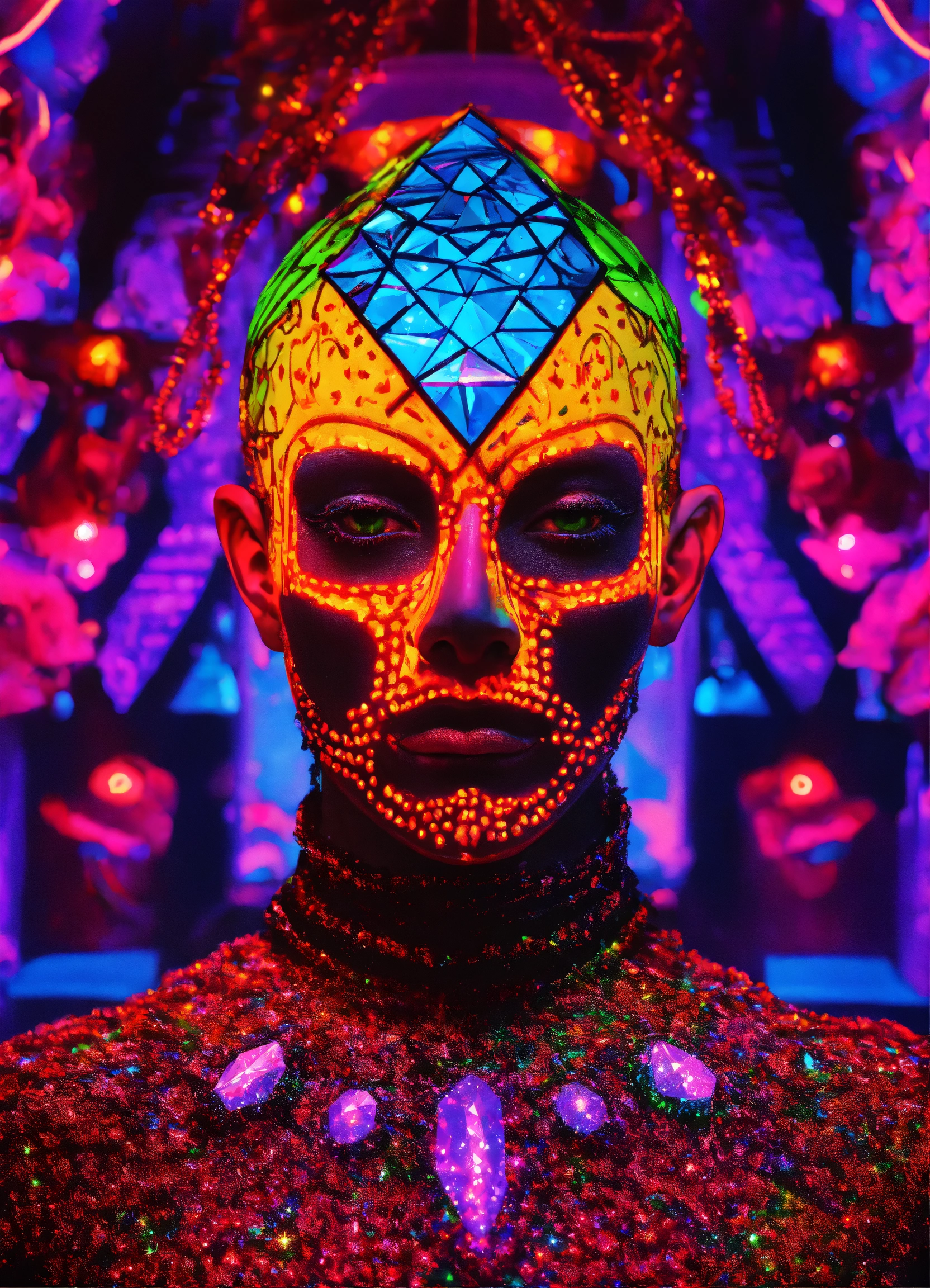 Lexica - Ultra realistic Pinhead in a diamond neon black light DMT ...