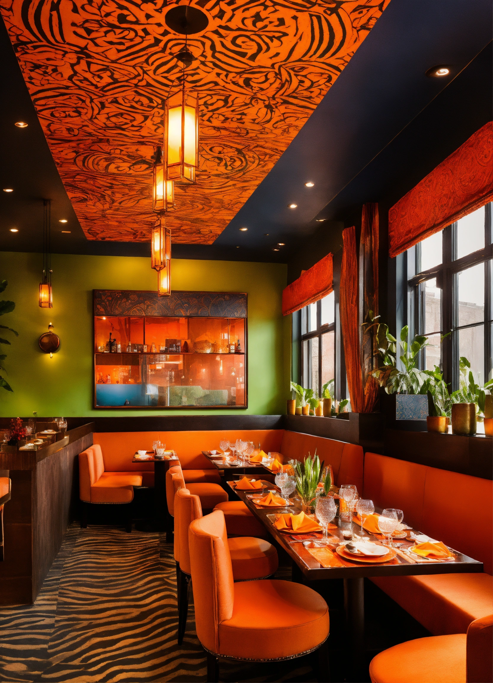 Lexica - Design a vibrant Indian restaurant interior with a modern and ...
