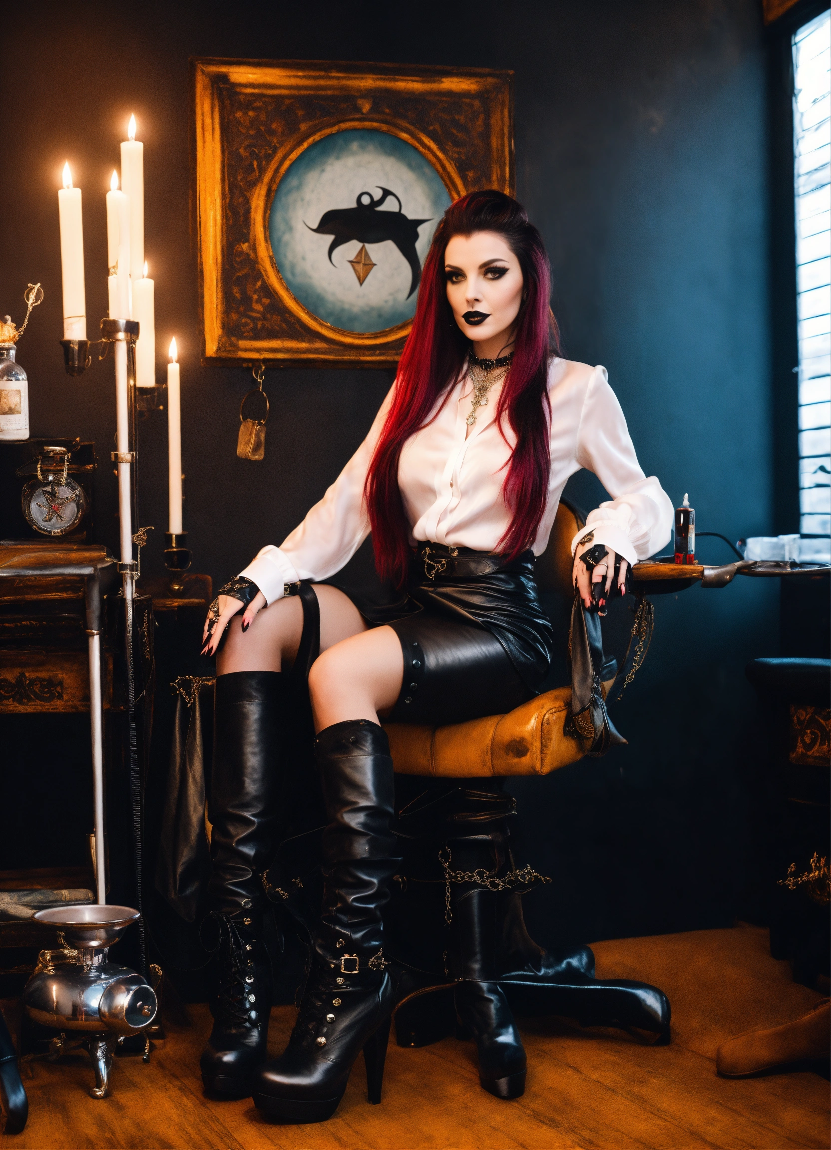Lexica - Beautiful occult Satanic Goth Witch Hair Stylist wearing a ...