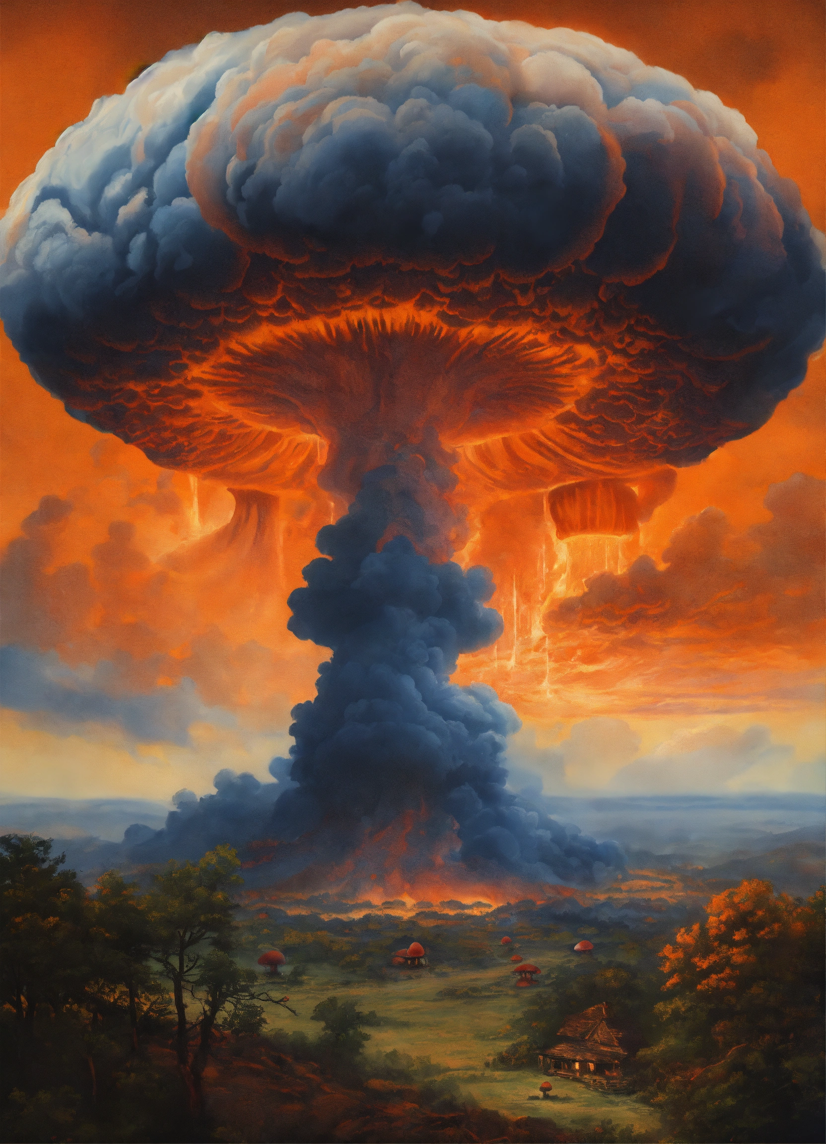 Lexica - An atomic cloud in the shape of a giant mushroom cloud, in the ...