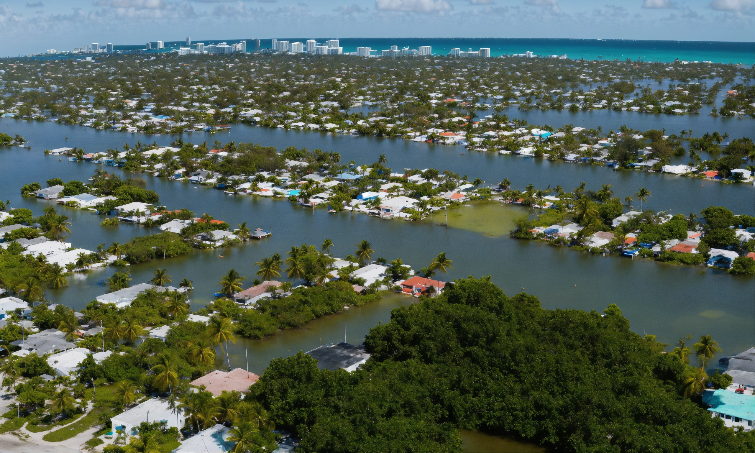 Lexica - Aerial view of little haiti, Miami underwater