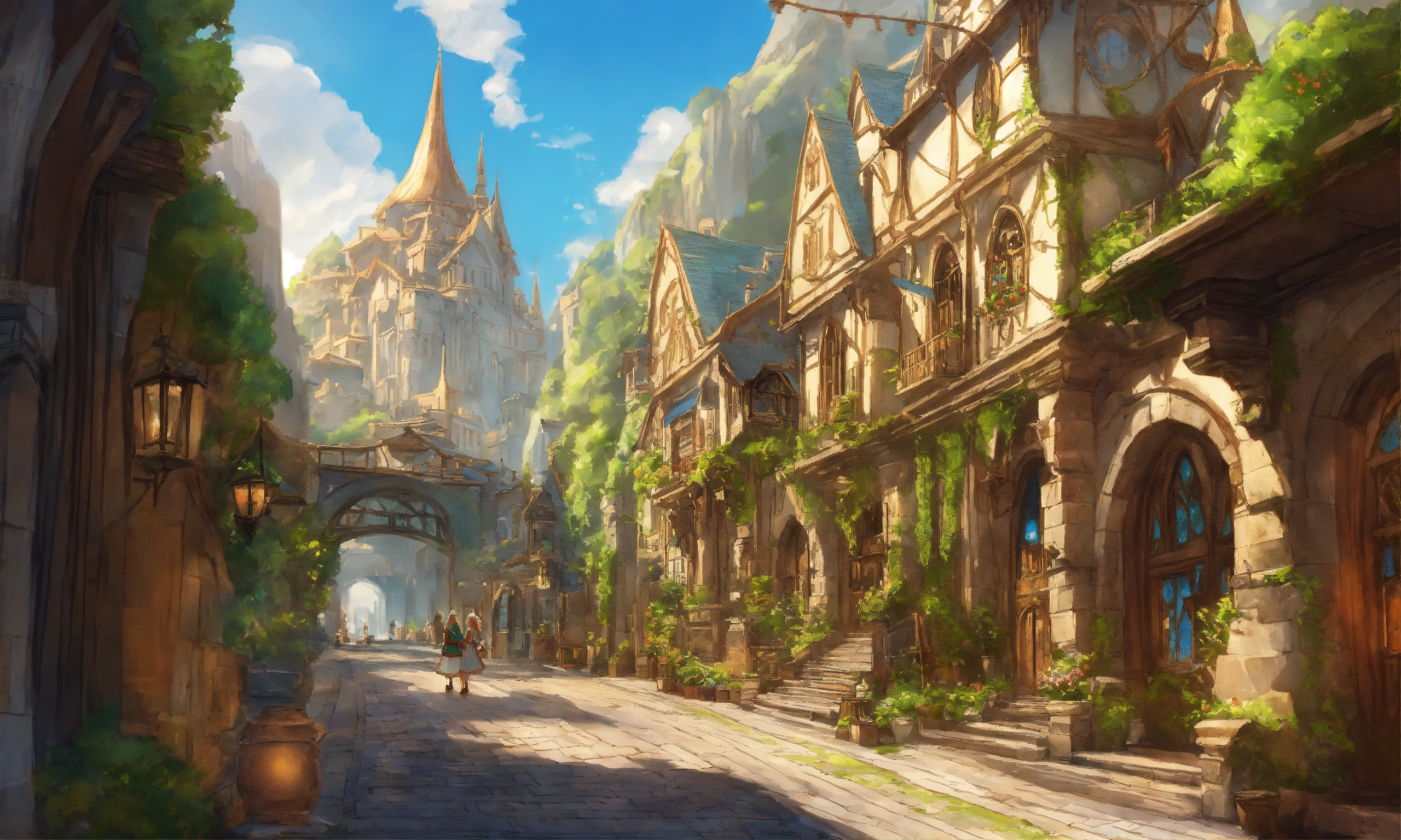 Lexica - Drawing of a beautiful elven sci fi city on a summer day ...