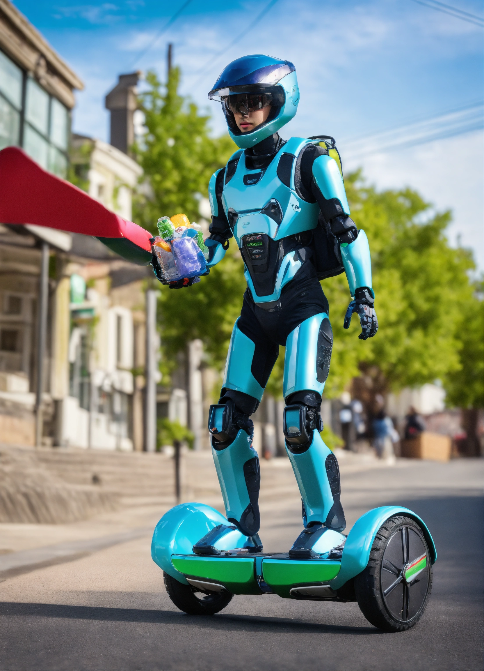 Lexica - A passionate male robot riding on hoverboard, realistic man ...