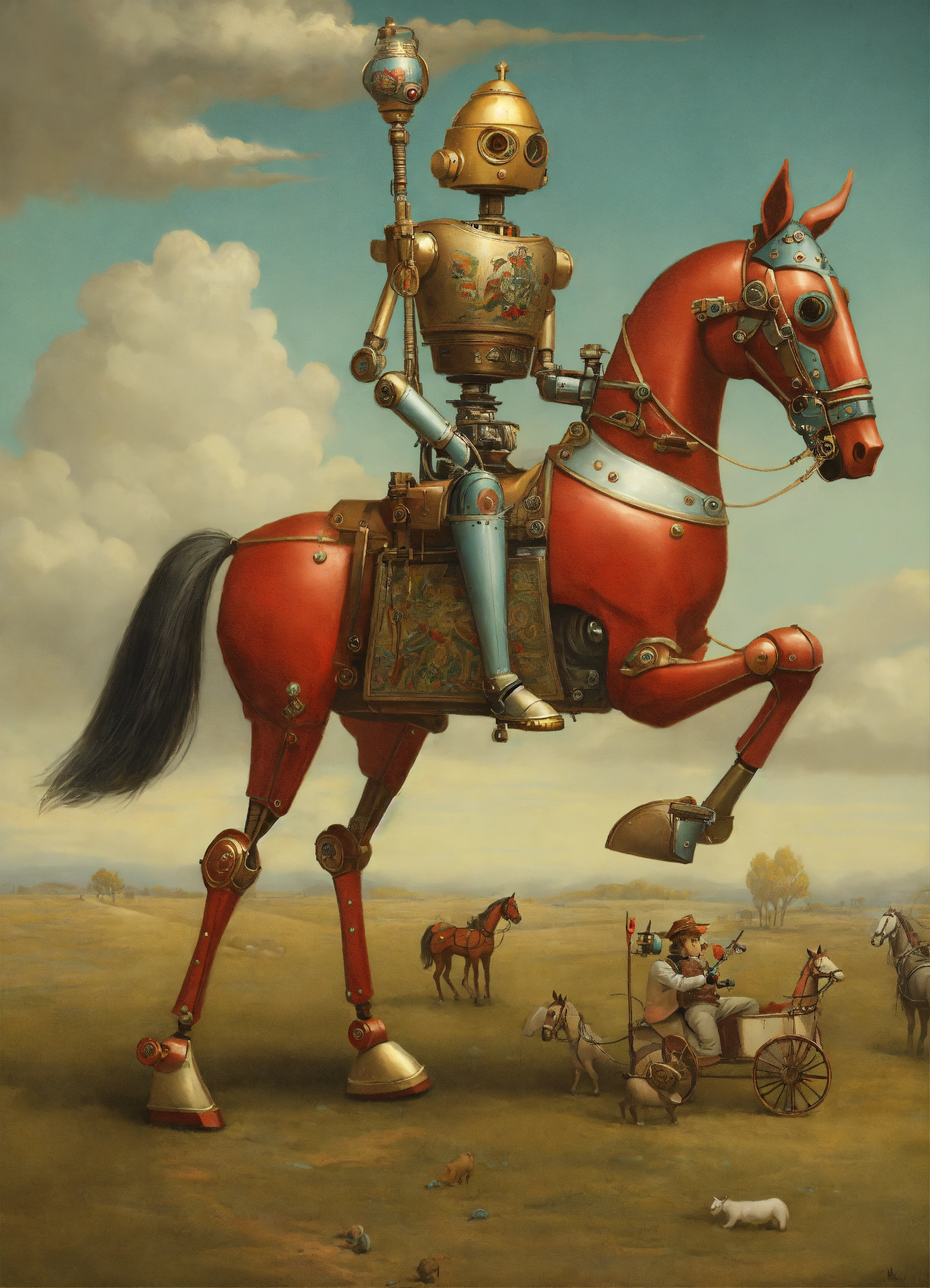 Lexica - A don quixote robot ride a robot horse, by Mark Ryden