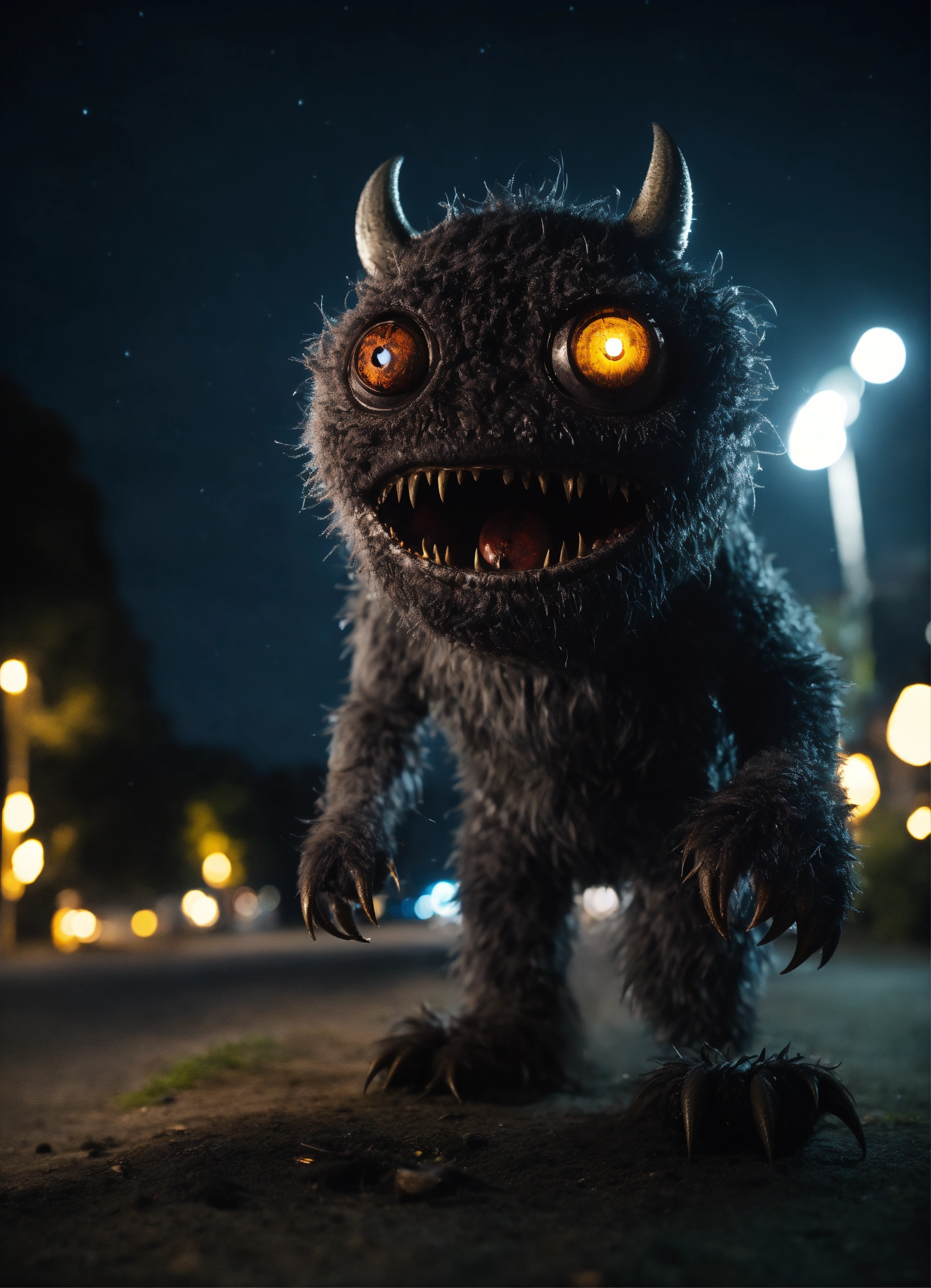 Lexica - Very cute, realistic grey monster whit many eyes standing in ...