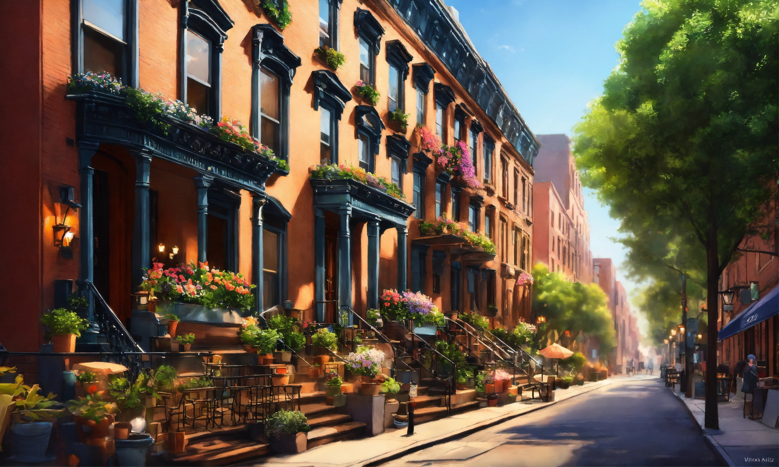 Lexica - Epic shot of a brownstone houses in Greenwich Village in New ...