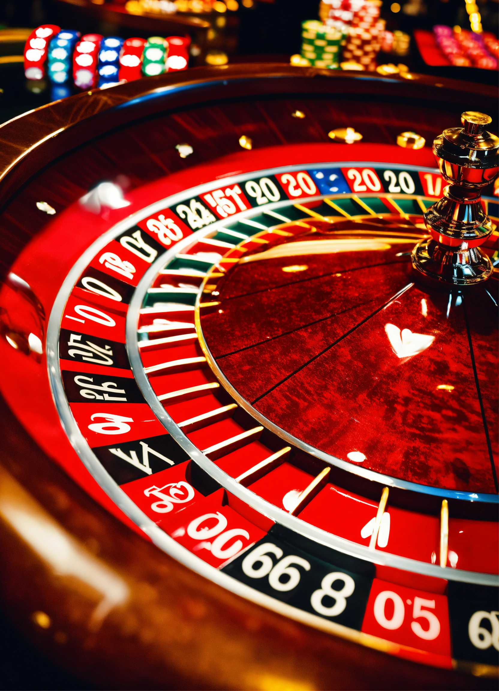 Lexica - A red roulette wheel at the casino.