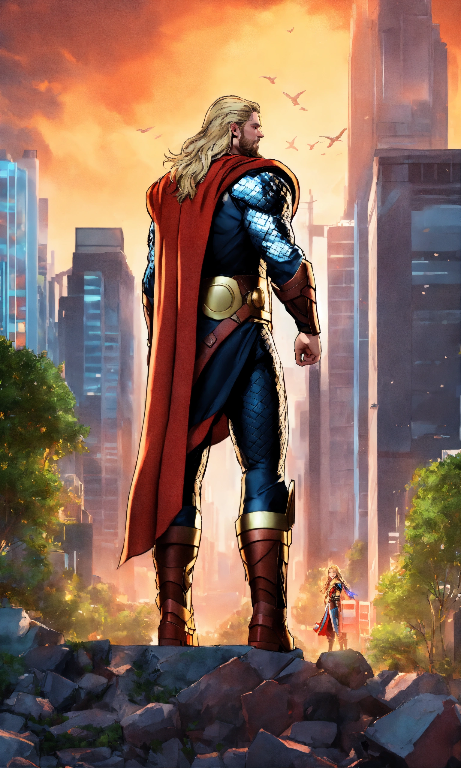 Lexica - Thor is saving other people, nature background, 2D render ...