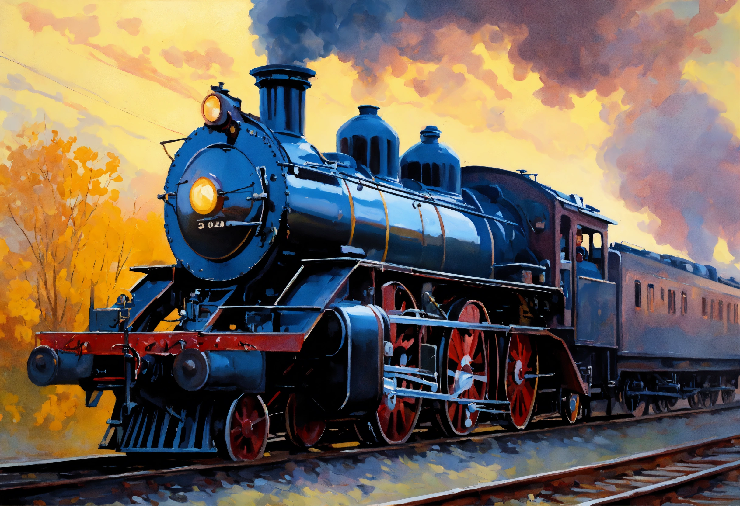 Lexica - Create a painting of an steam locomotive with tender big boy ...