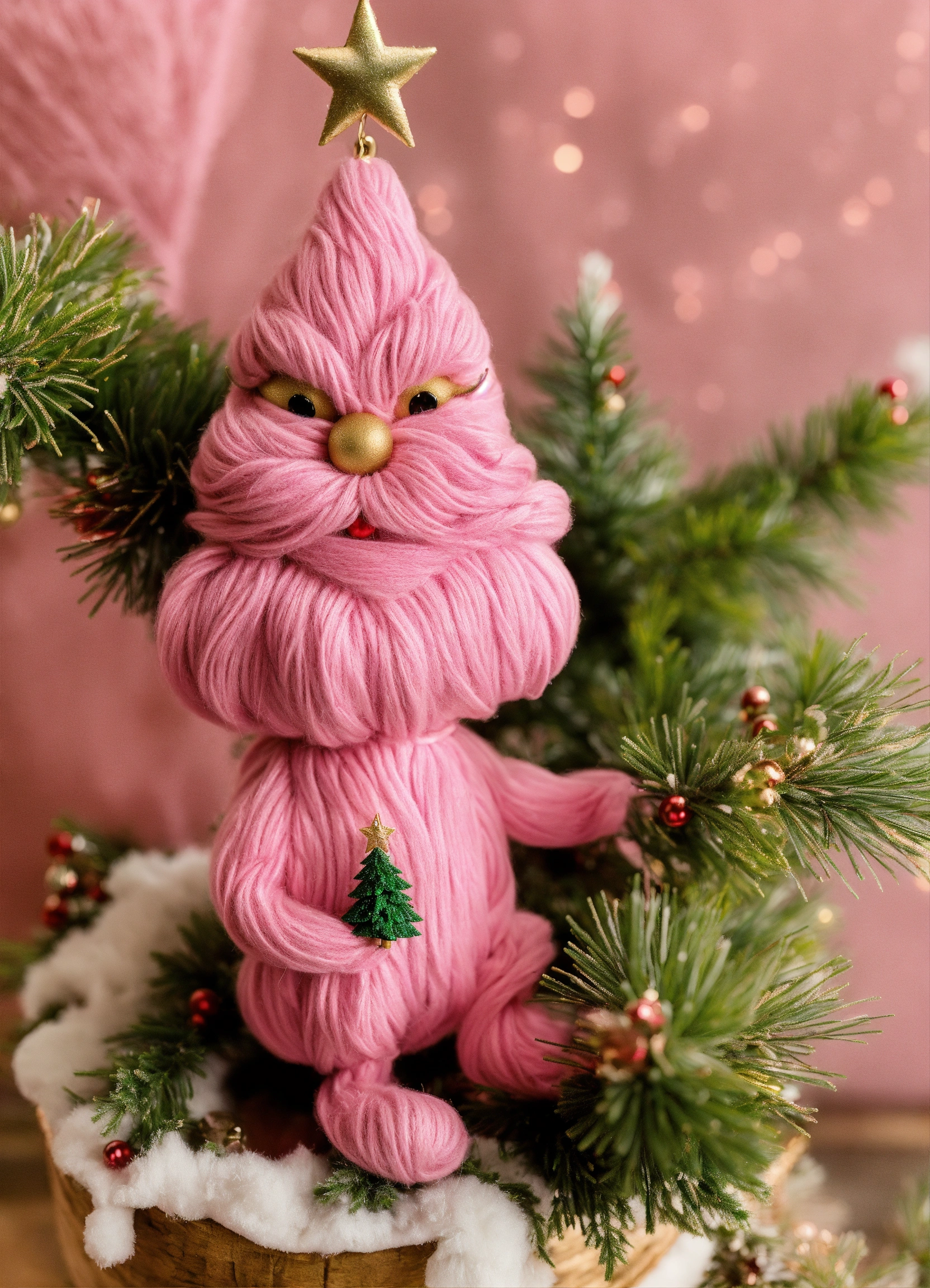 Lexica - Pink grinch holding whole pine tree