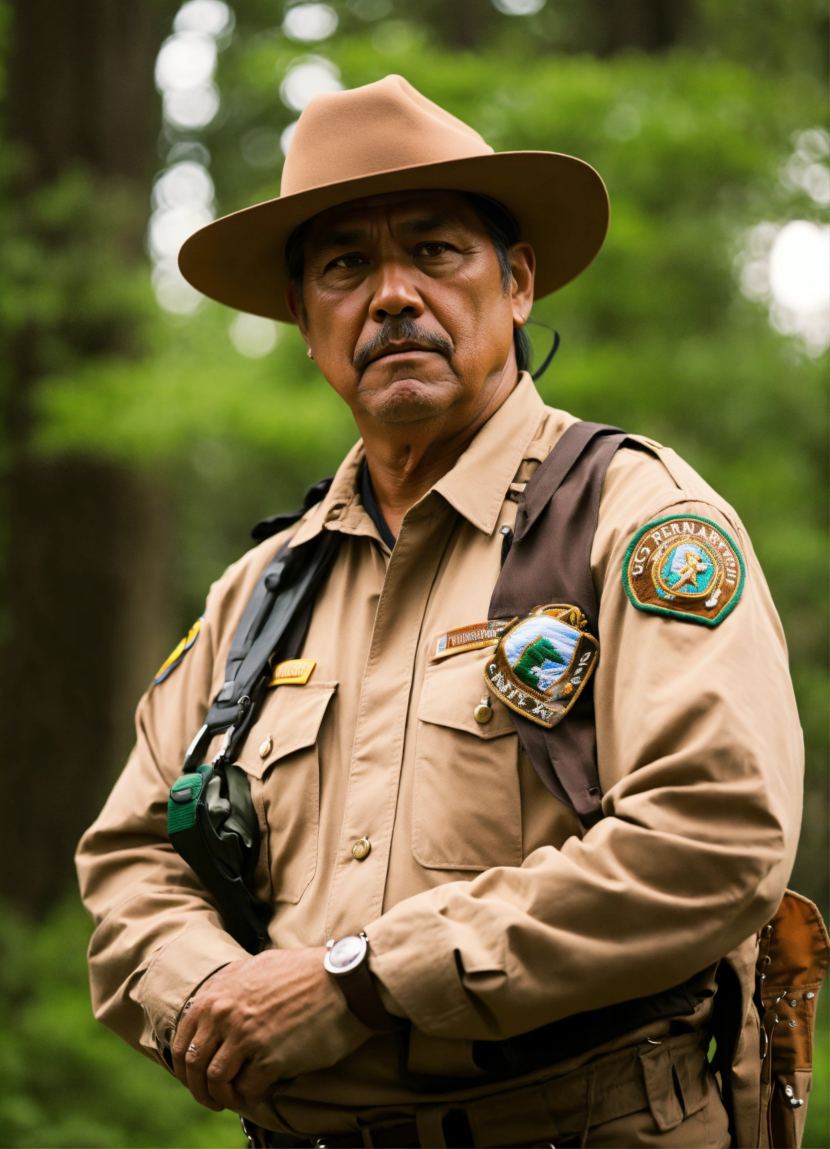 Lexica - Scared unique expressive middle-aged park ranger cherokee ...