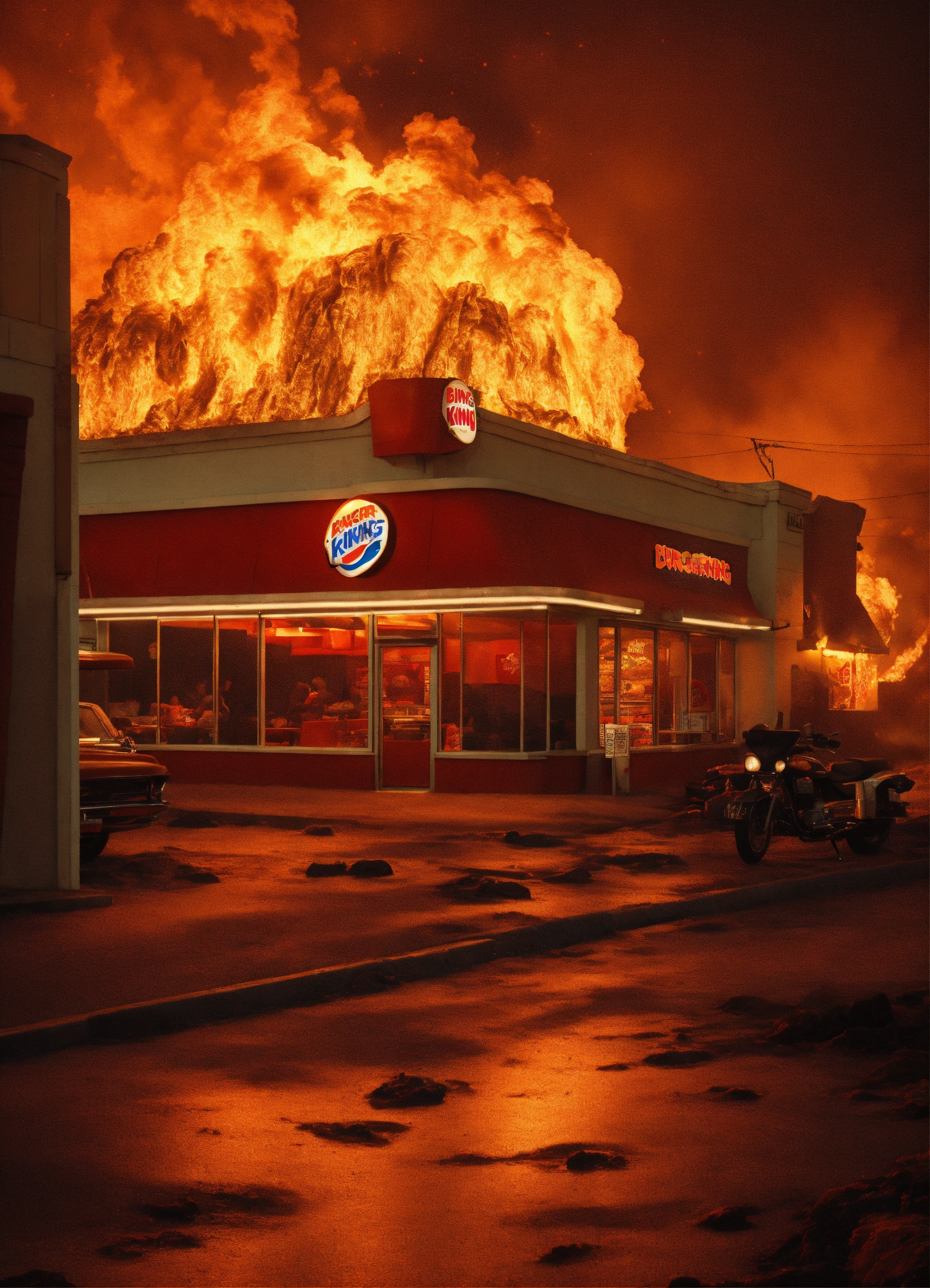 Lexica - Burger king restaurant in hell
