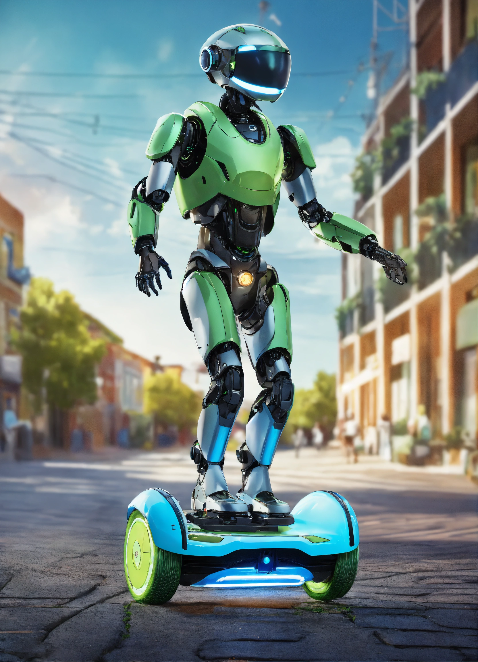 Lexica - A passionate male robot riding on hoverboard, realistic man ...