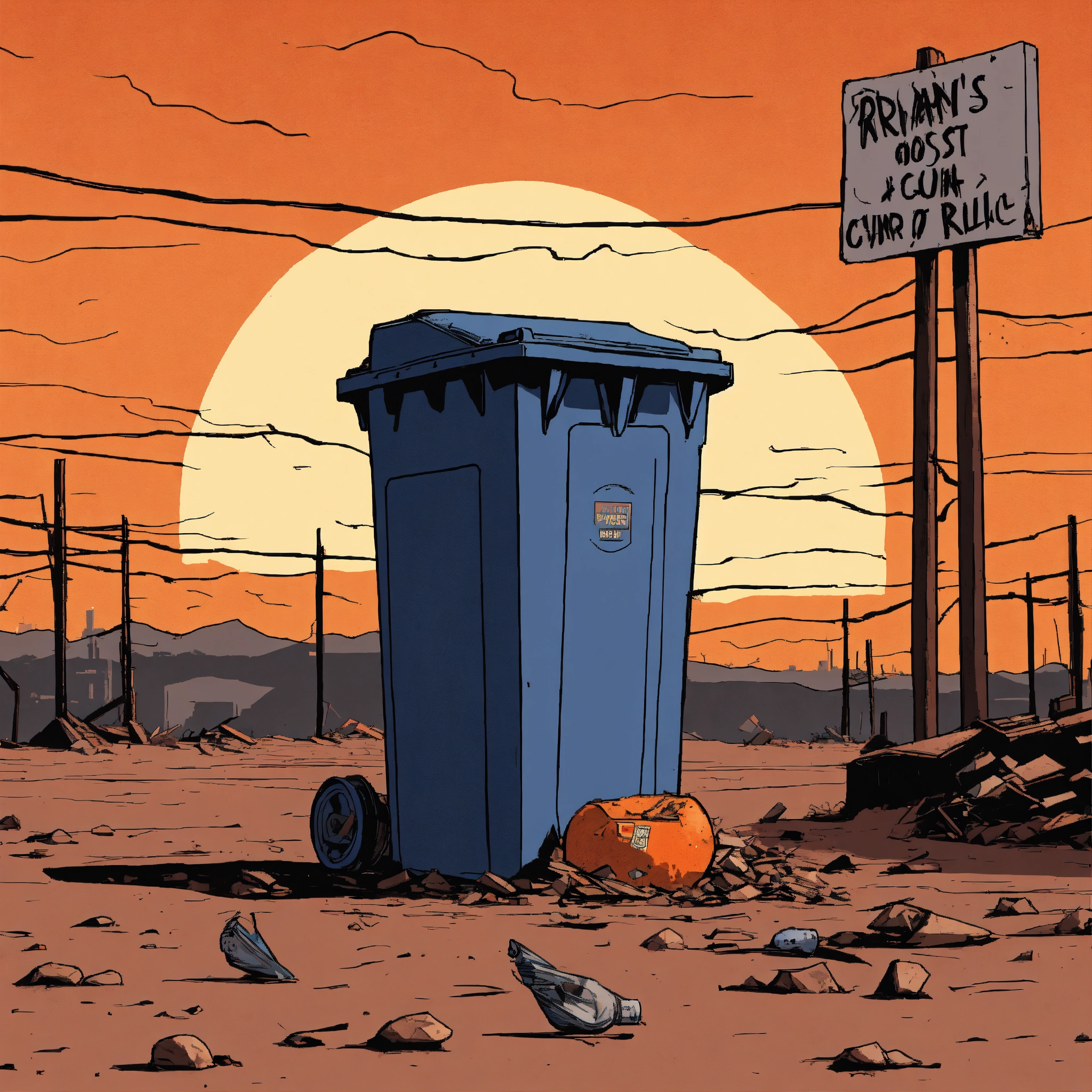 Lexica - Design a comic-style poster that casts an apocalyptic orange ...