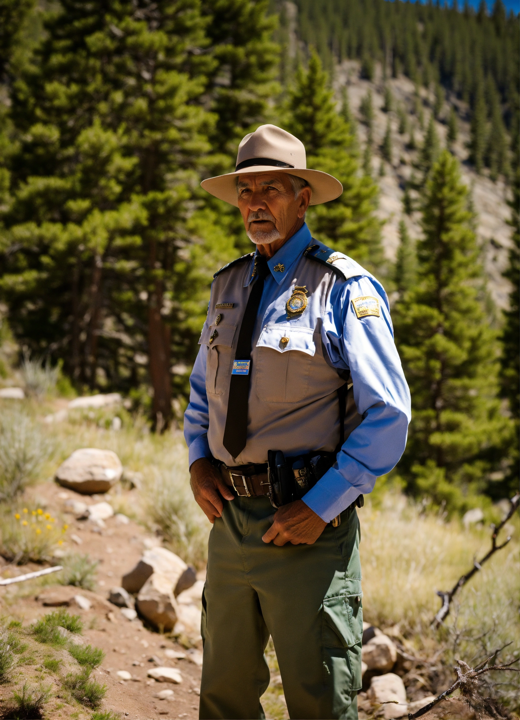 Lexica - Park ranger in Rocky Mountain National Park man old scare ...