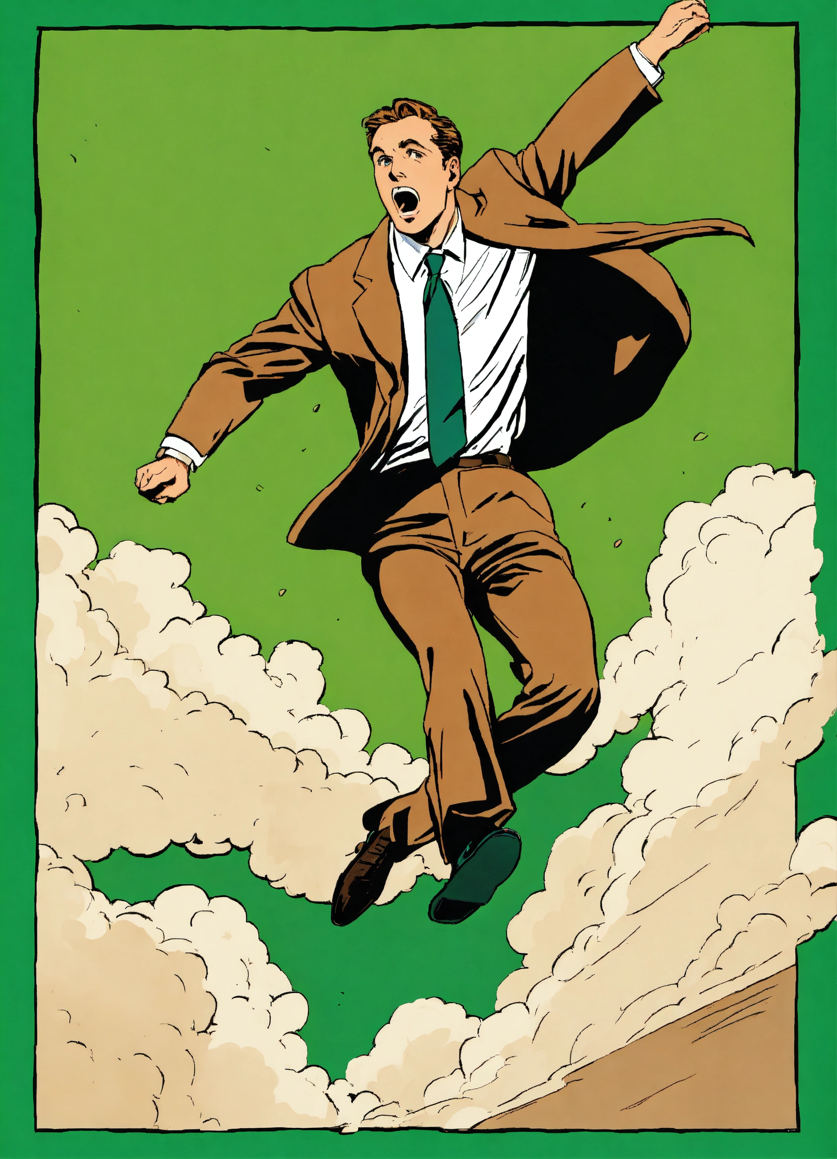 Lexica - White business man in brown suit falling from the sky with ...