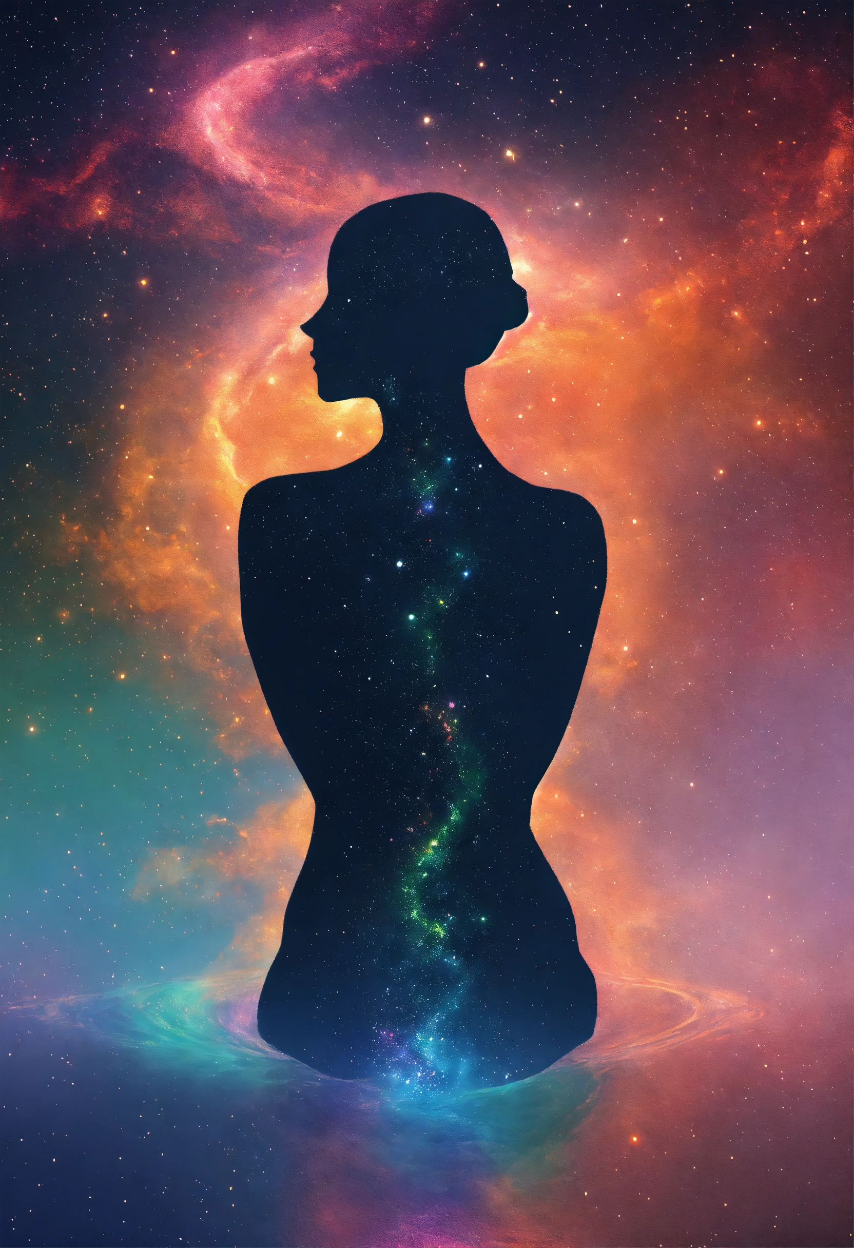 Lexica - 7 genderless body silhouettes intertwined, galaxy inspired, HD ...