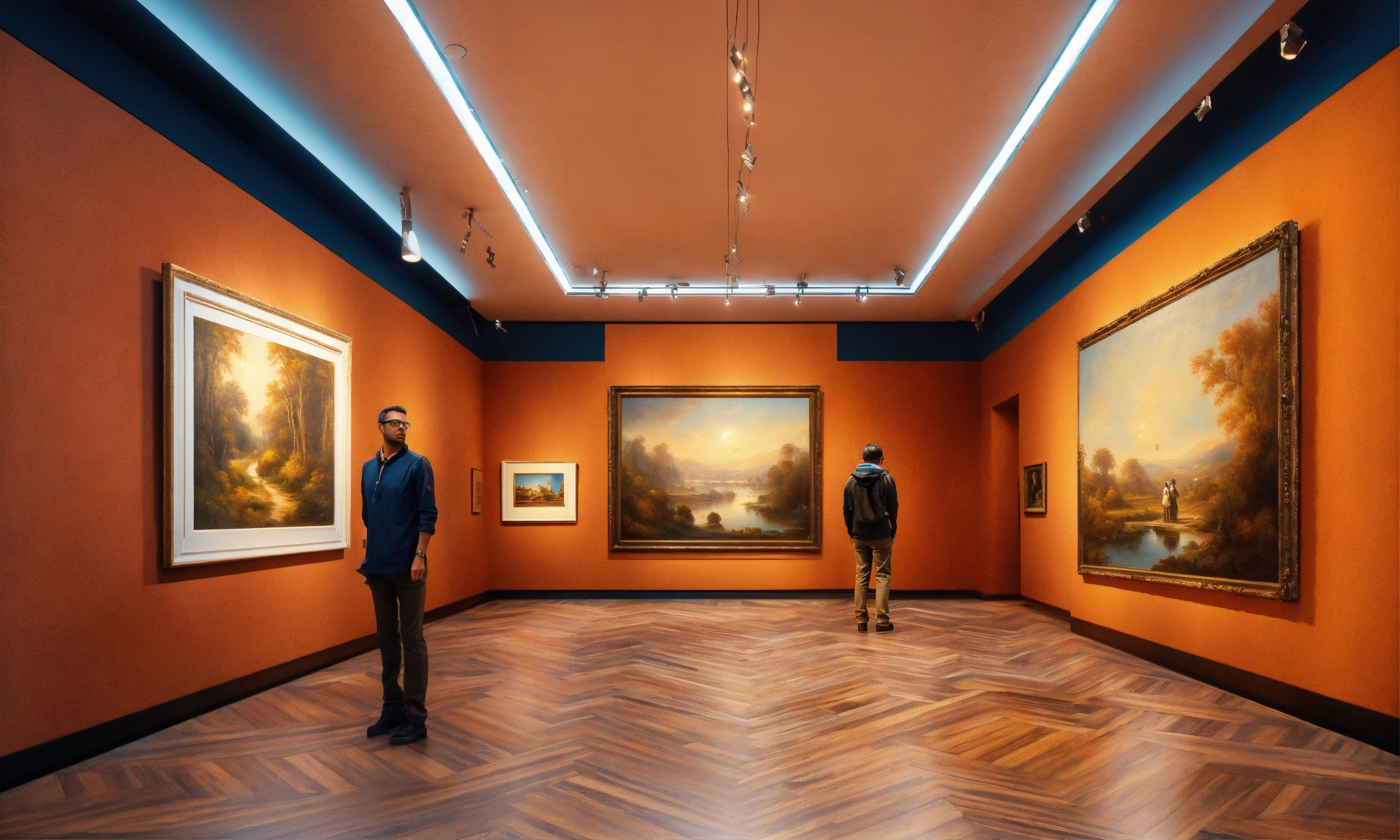 Lexica - Hyperrealistic Interior of futuristic art gallery with three ...