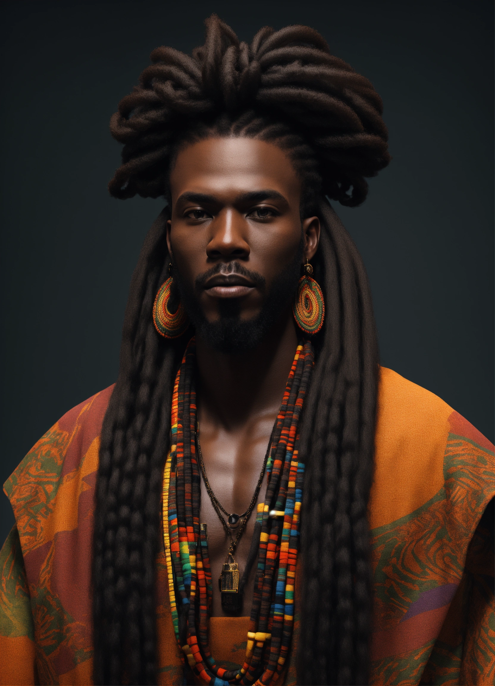 Lexica - 3d render of a Black man with long flowing dreadlocks, 6'5 ...