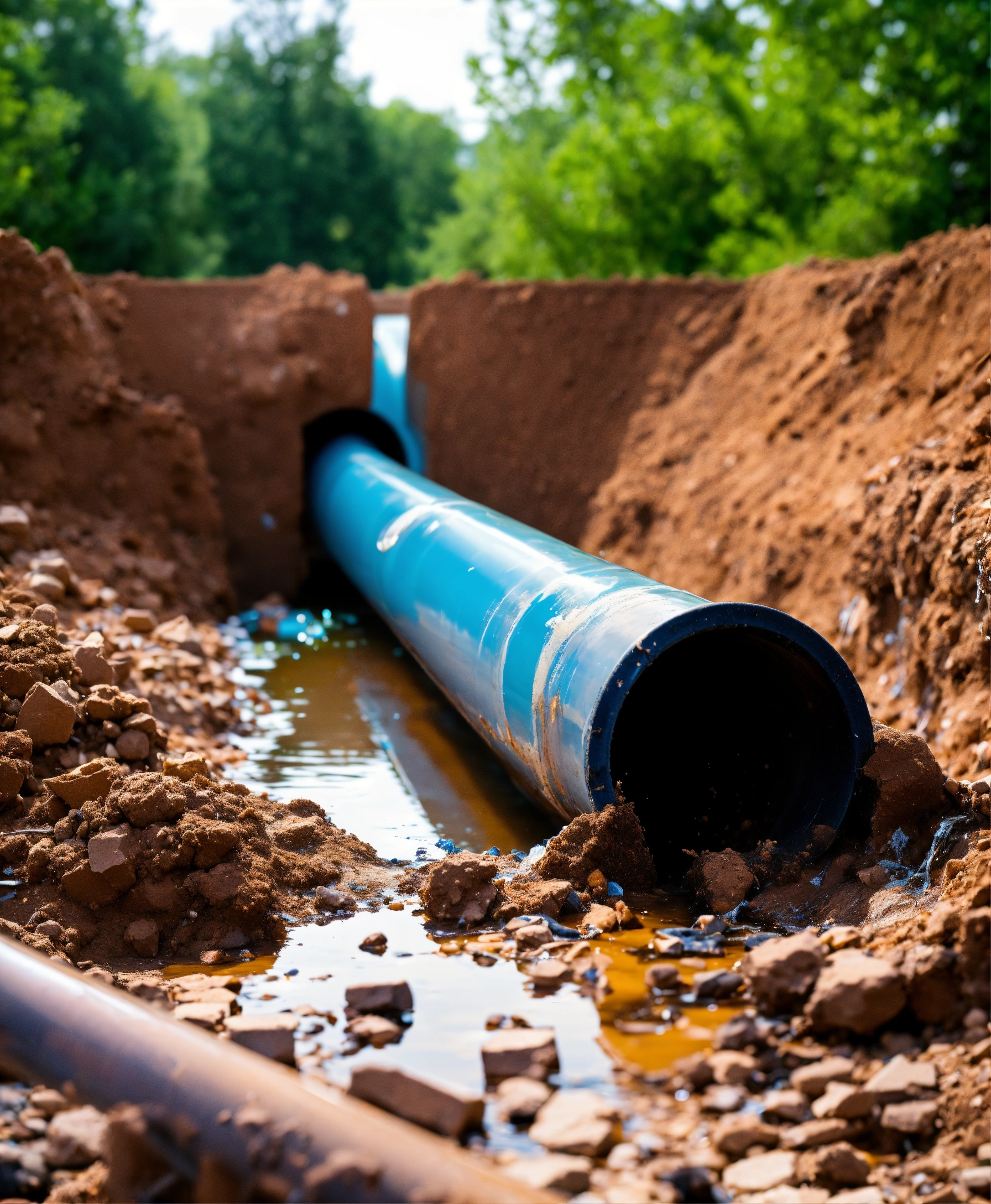 Lexica - Broken plastic pipe at a construction site in need of repair ...