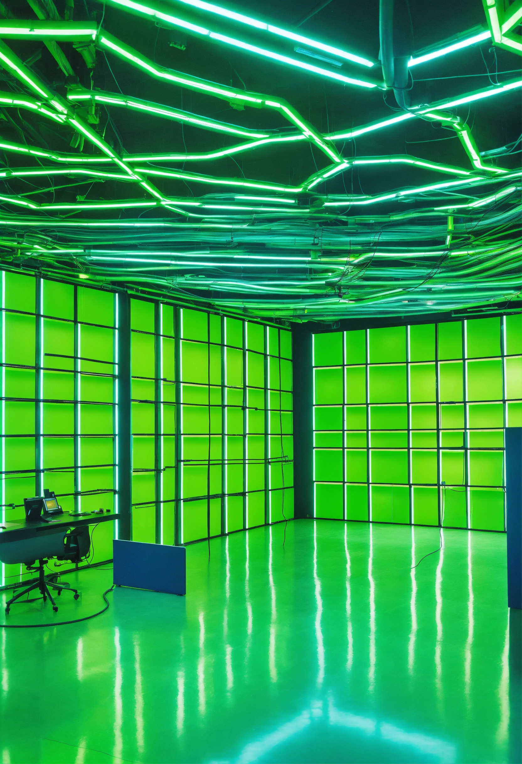 Lexica - Technologic big room with computer walls with wires and ...