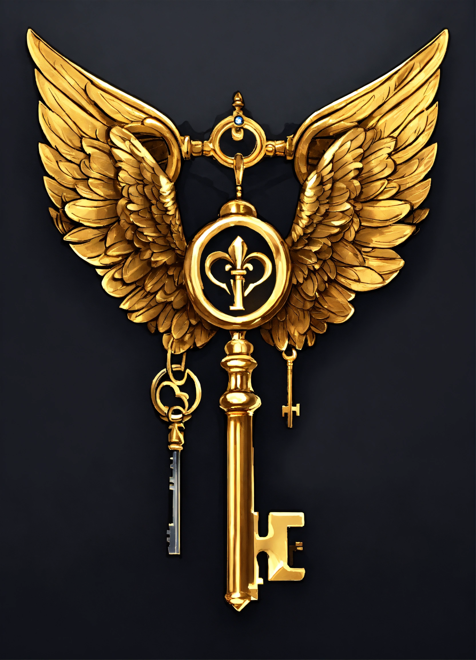 Lexica - Draw a golden winged key logo