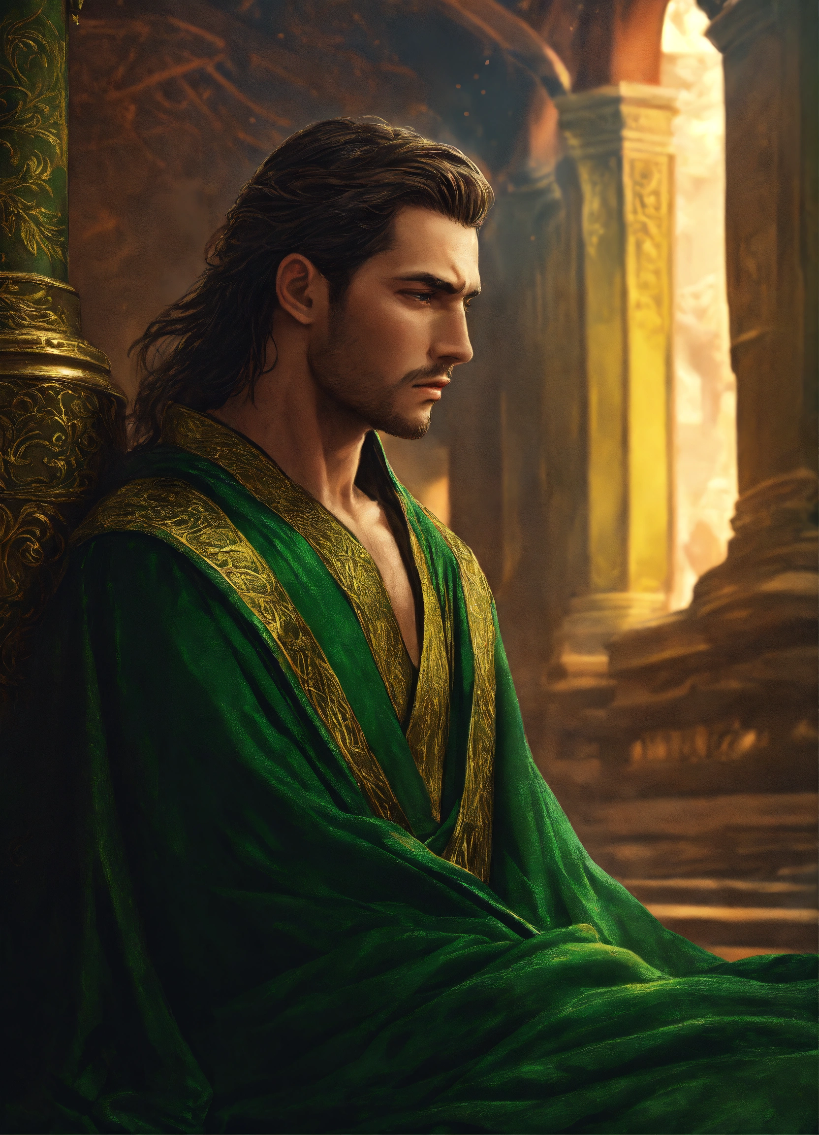 Lexica - Cover for the book in a fantasy style. Man and woman. A man is ...