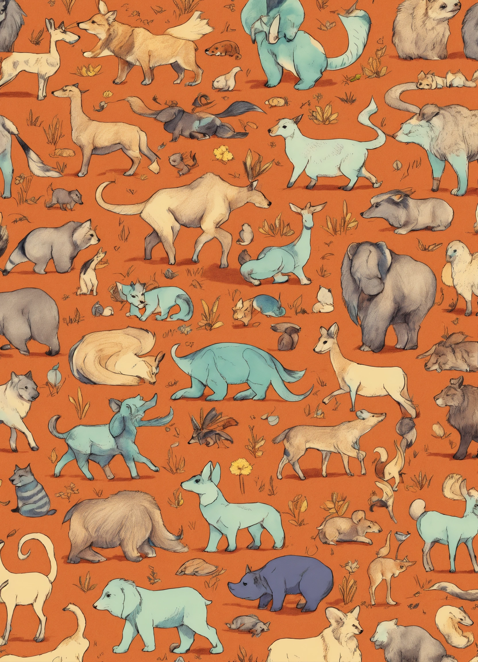 Lexica - A pattern of sketch animated animal drawings