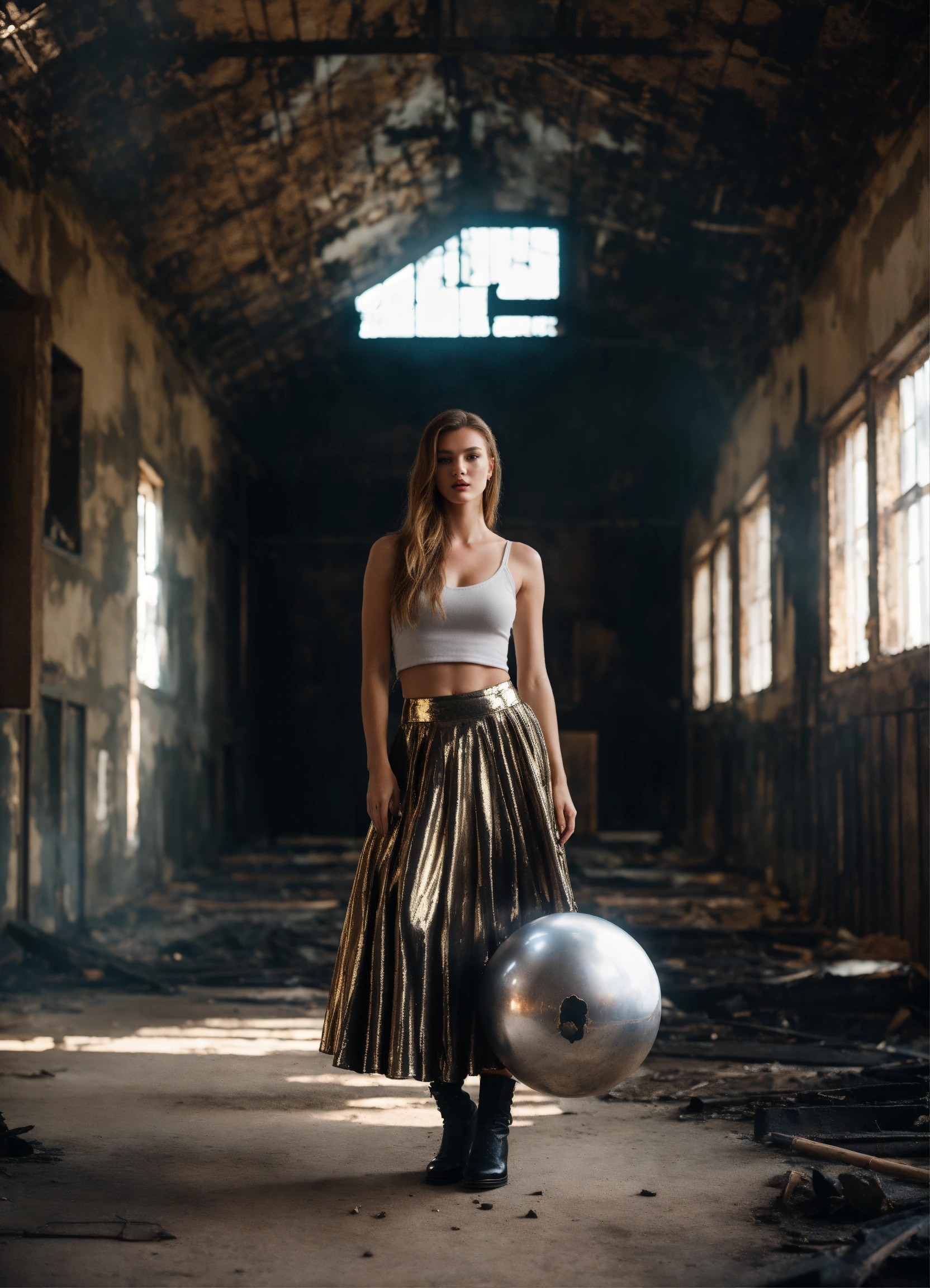 Lexica - Half-Russian, Half-German supermodel, in metallic skirt, in a ...