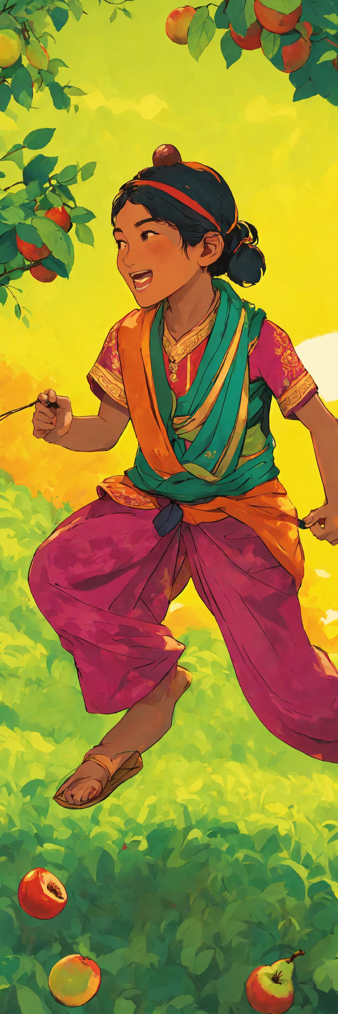 Lexica Nepali kids Stealing fruits from trees