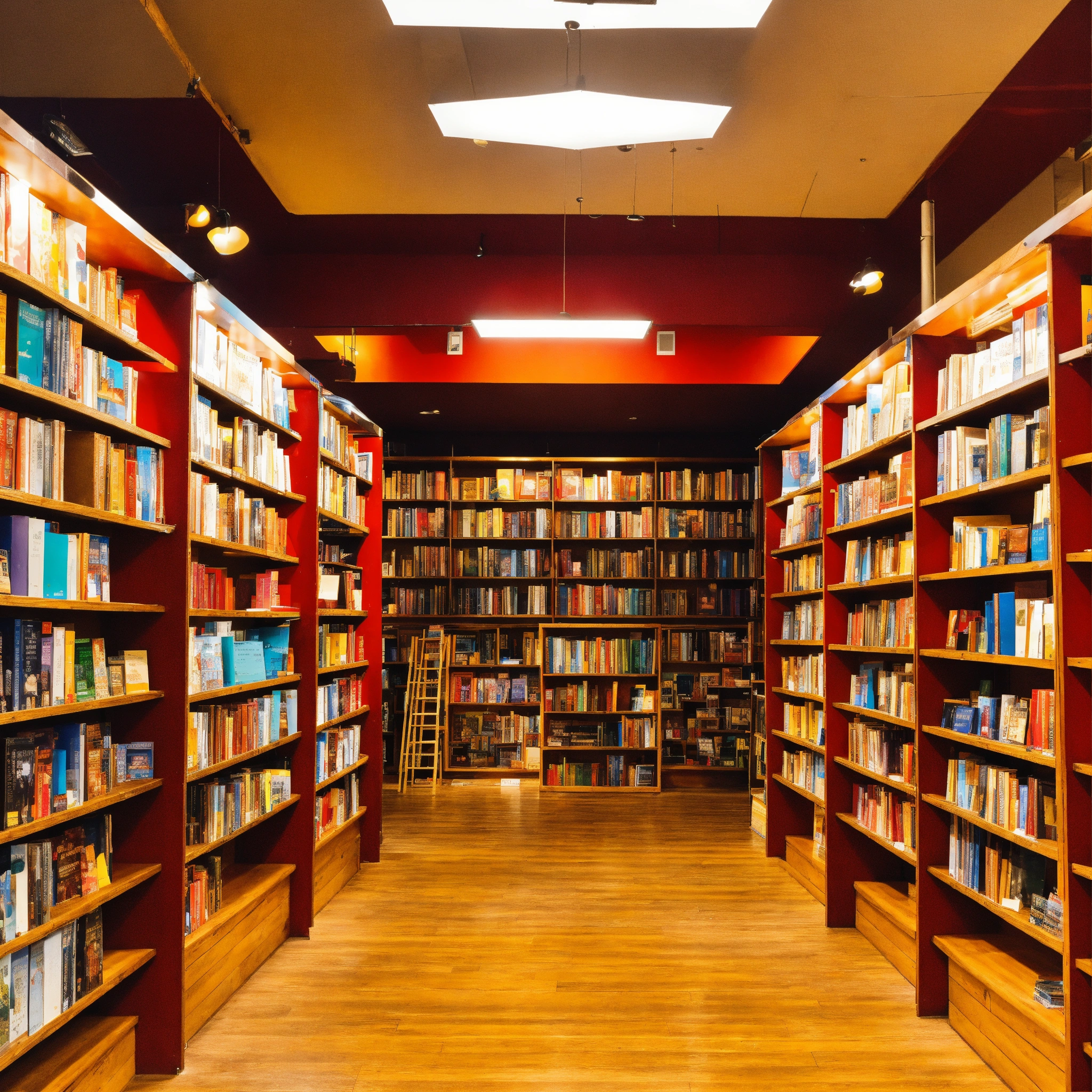 Lexica - A photo of a book store. The store is well-stocked with a wide ...