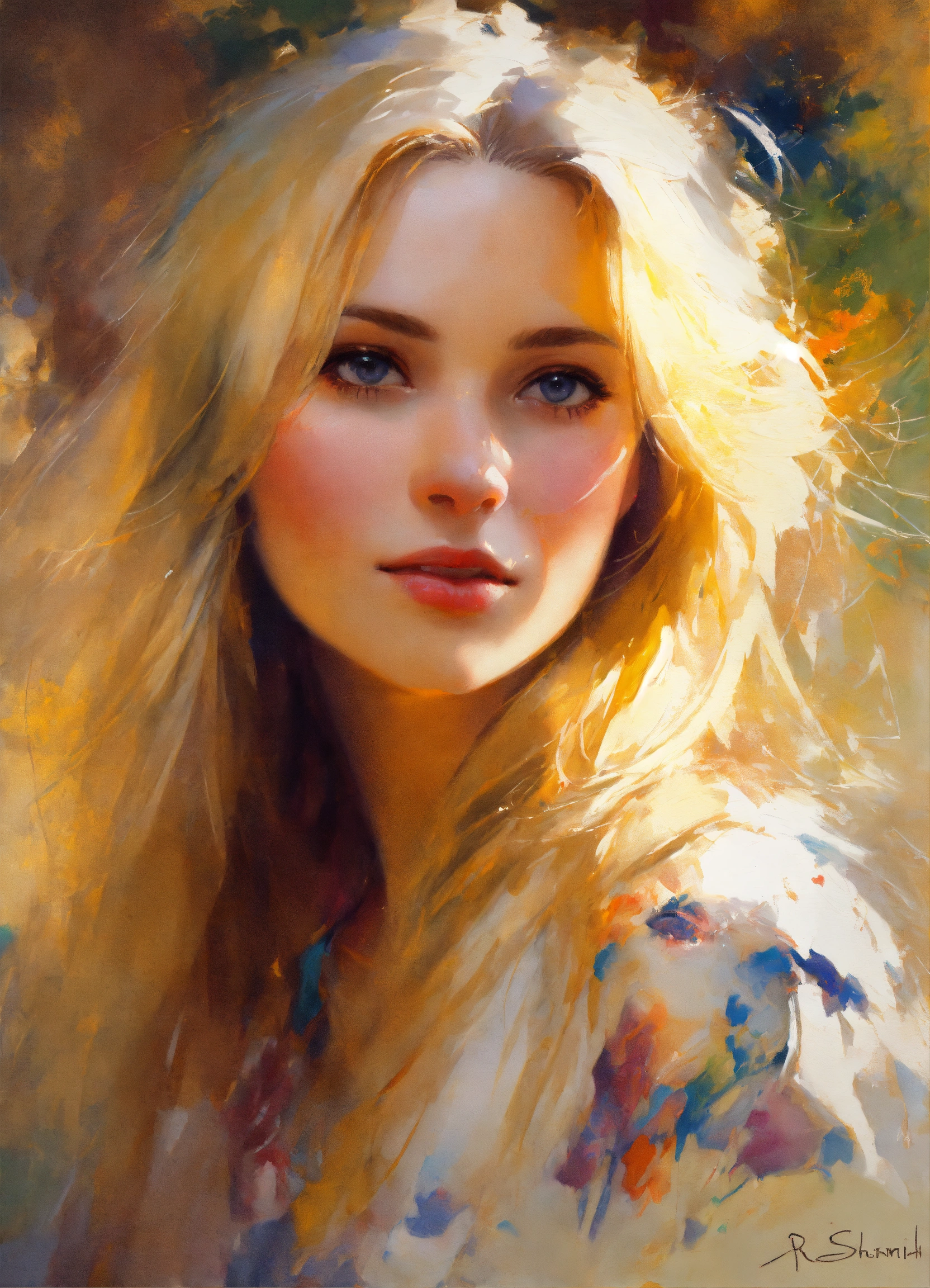 Lexica - Portrait painting of a beautiful russian happy blonde woman by ...