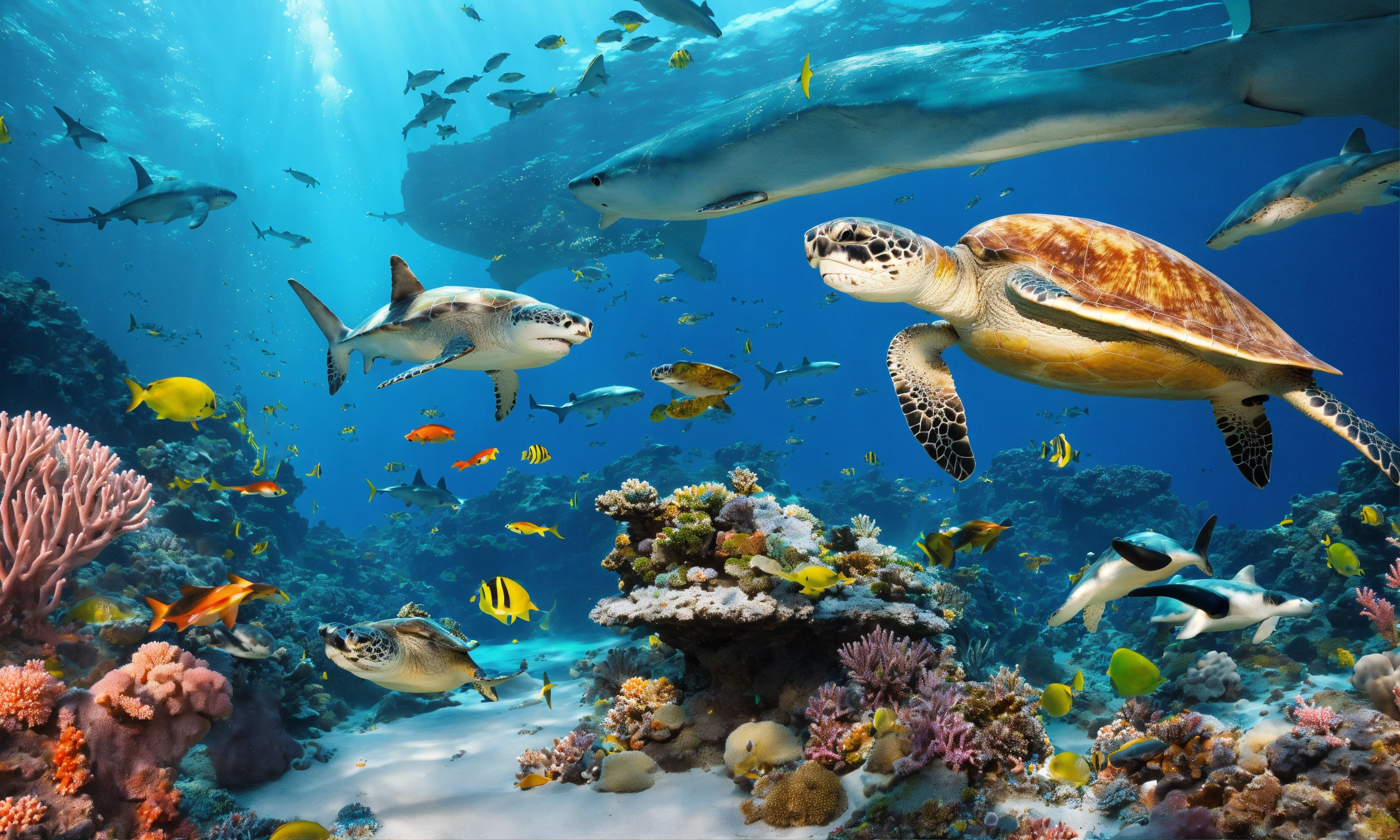 Lexica - Ocean life with turtles, corals, shark