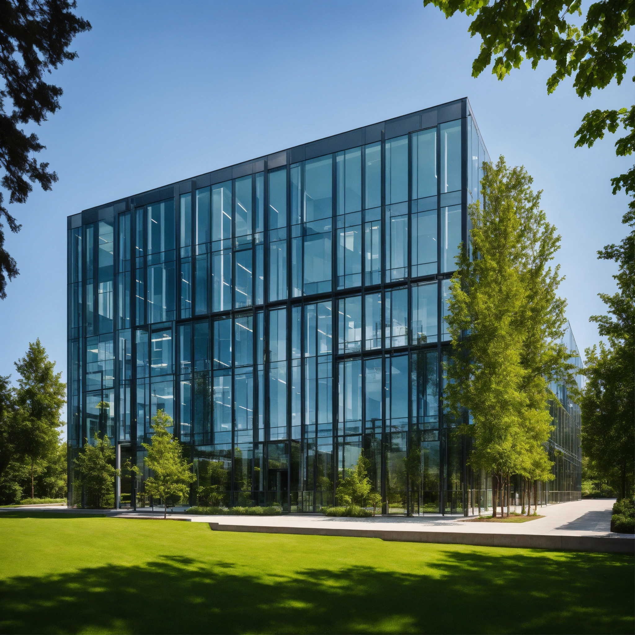 Lexica - A photo of a modern office building. The building has a clean ...